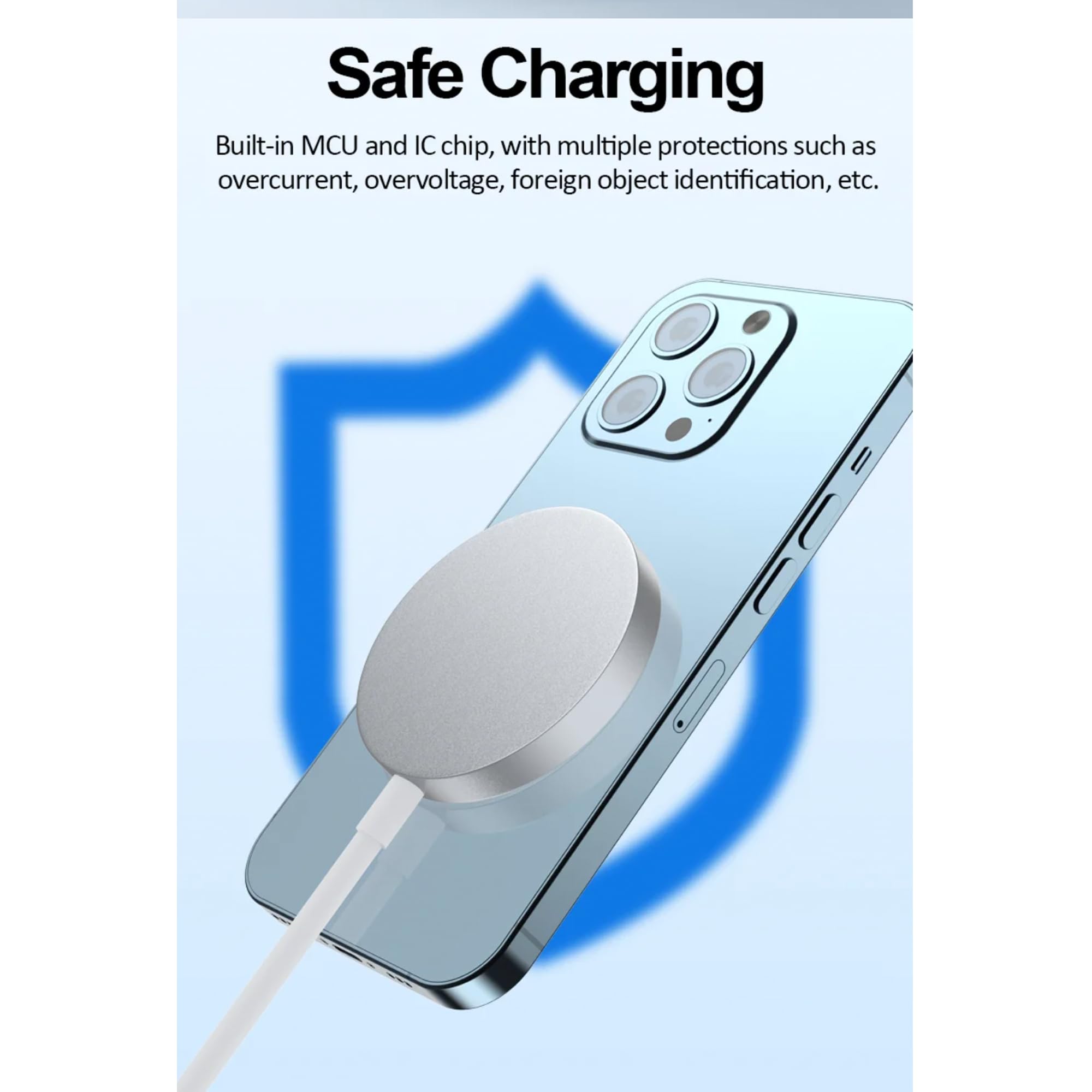 15W Magnetic Wireless Charger for iPhone 15/14/13/12/11/Pro/Pro Max/SE - Fast Charging Type C Wall Adapter with Secure Magnetic Alignment | Perfect for Home, Office & Travel Charging