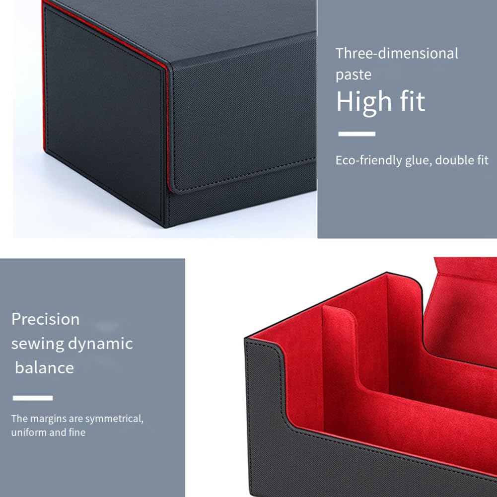 Premium Magnetic Card Deck Storage Box with Secure Closure - Red & Black | Holds Game Cards, Collectible Trading Cards & Board Game Accessories | Perfect for MTG, Pokemon, Yu-Gi-Oh! & Card Game Enthusiasts