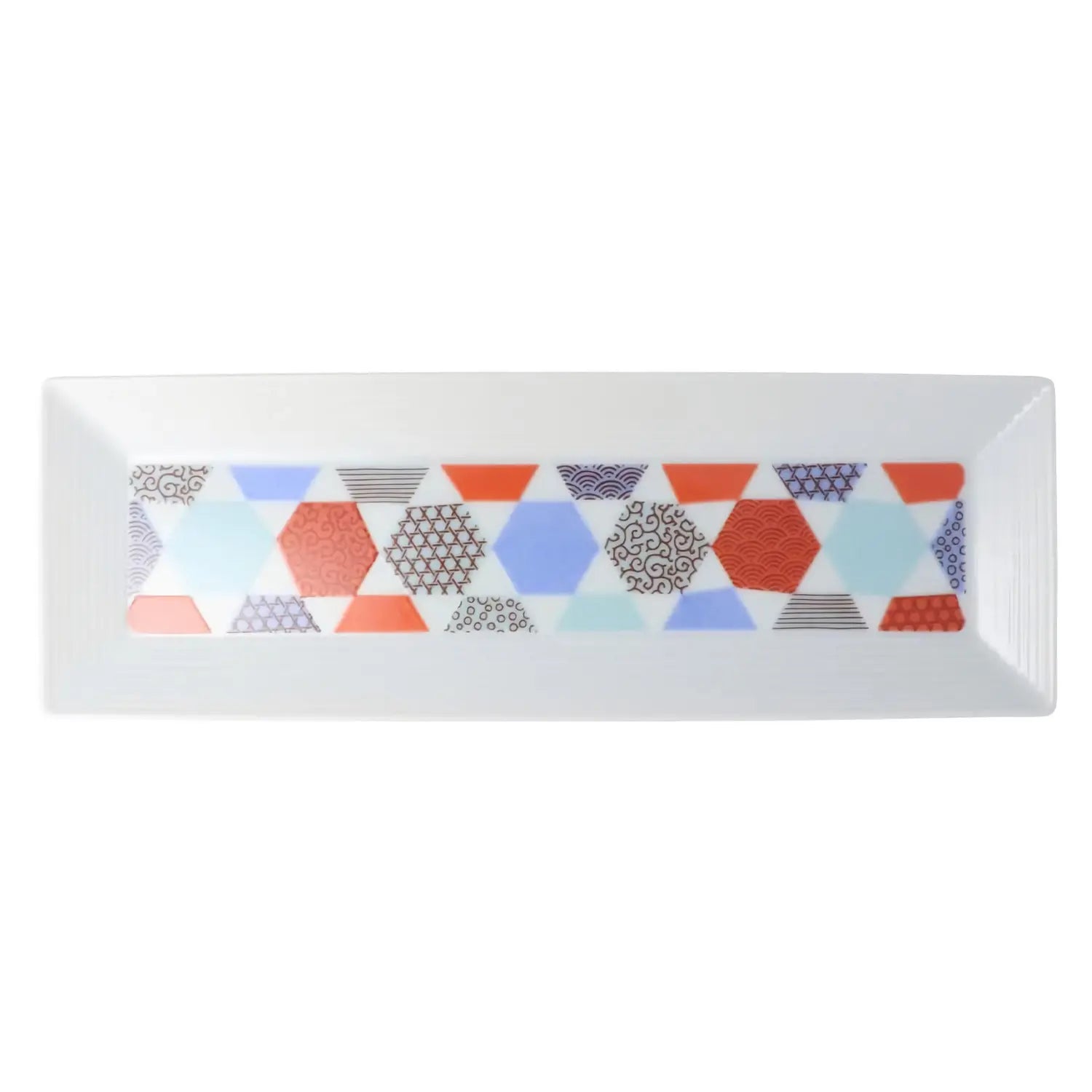Premium Harekutani Kissho Porcelain Rectangular Plate - Japanese Rokkaku Style Tableware for Dining, Serving & Home Decor