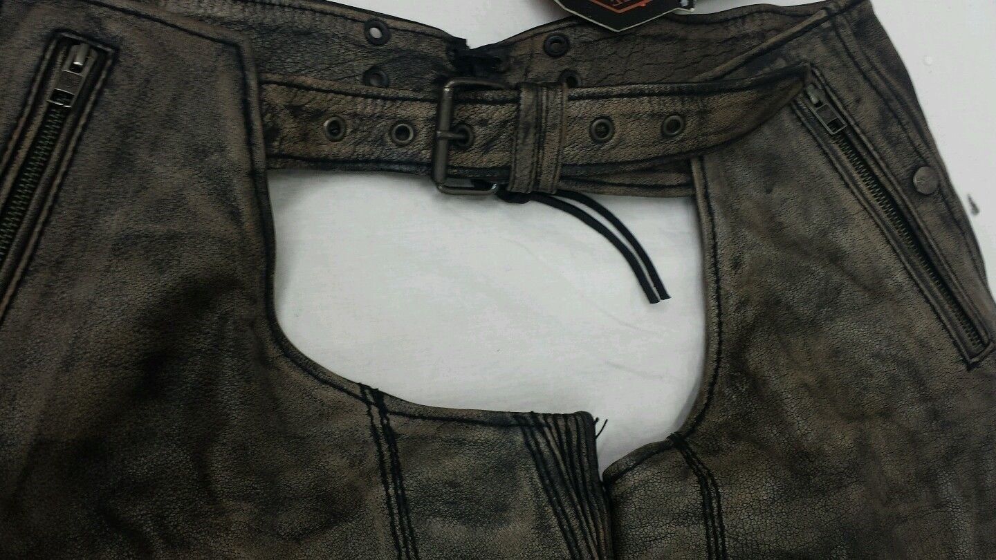 Men's Distressed Brown Leather Motorcycle Riding Chaps - Soft & Durable for Comfortable Long Rides - Perfect for Bikers, Harley Davidson Riders & Motorcycle Enthusiasts