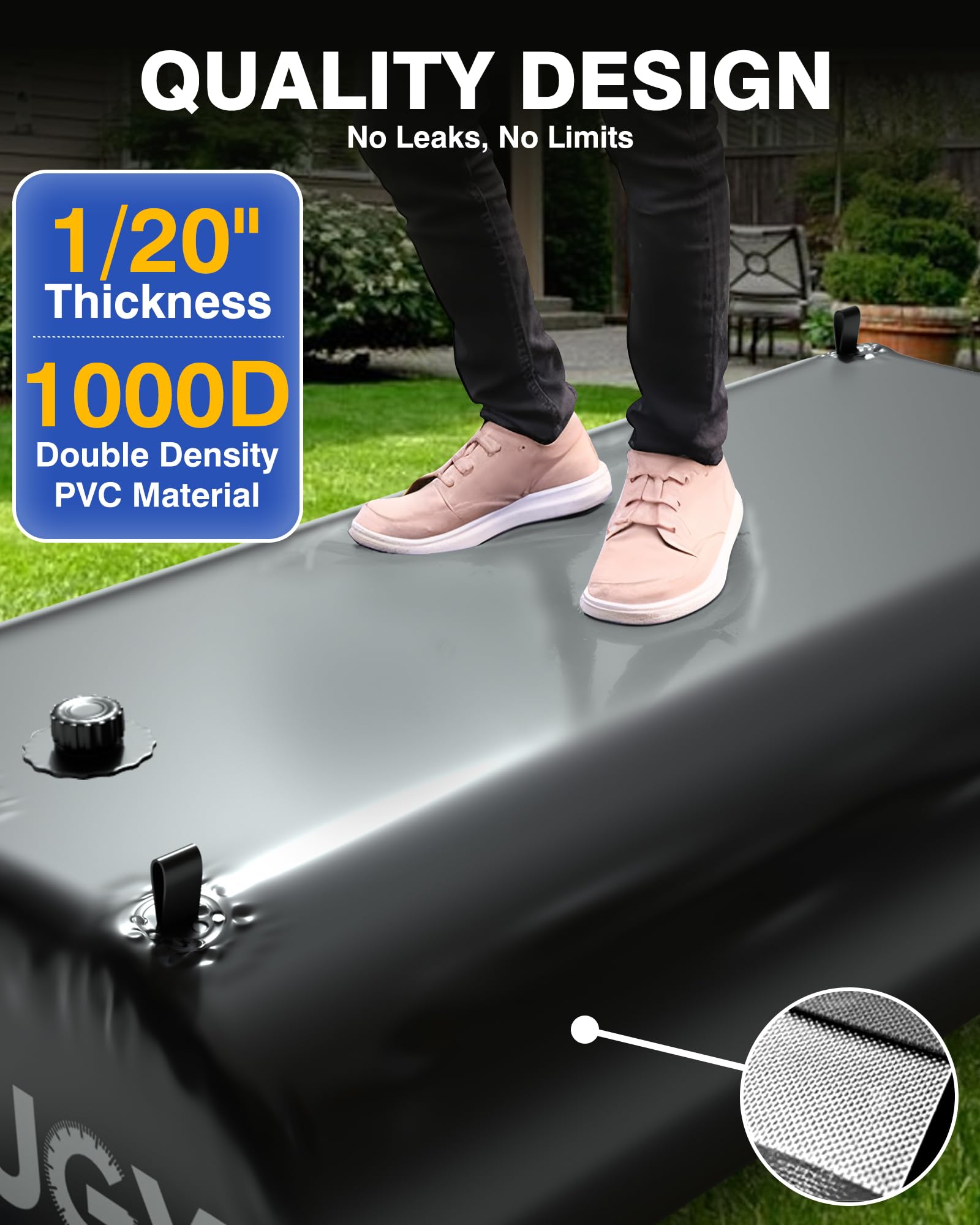 143 Gallon Portable Water Storage Bladder for Truck Bed & RV Camping - Large Emergency Water Tank with Spigot & Overflow Kit (540L, Black) | Perfect for Outdoor Adventures, Disaster Preparedness & Off-Grid Living