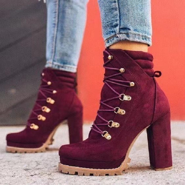 Women's Suede Lace-Up Martin Boots - Stylish & Comfortable Ankle Boots for Casual Wear, Fall Fashion & Outdoor Activities