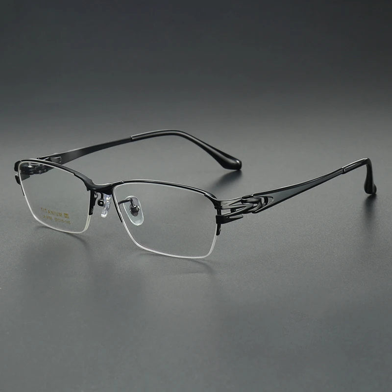 Aror Men's Semi-Rimless Square Titanium Eyeglasses Frame 96156 - Lightweight Durable Glasses for Work, Reading & Everyday Wear
