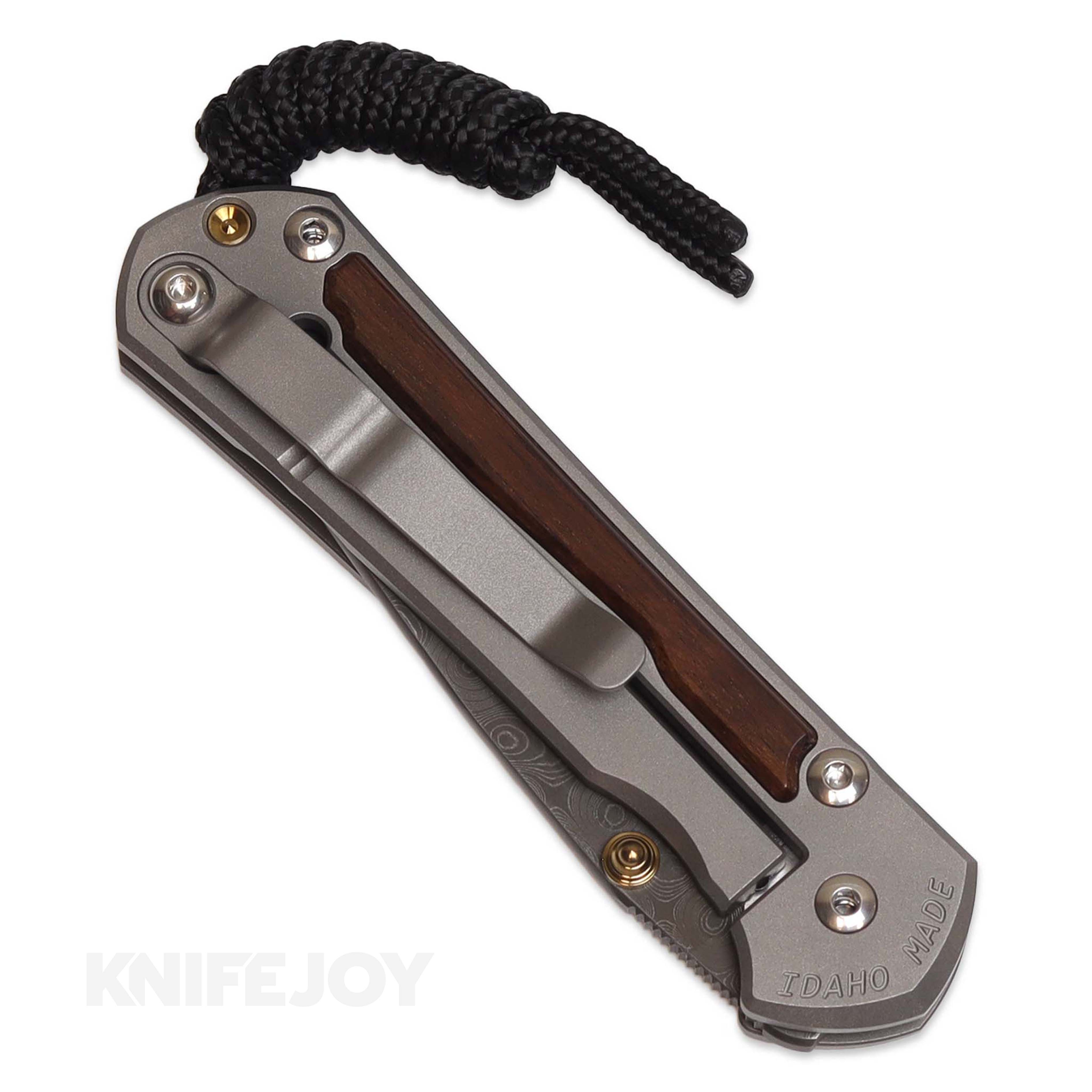 Chris Reeve Knives Small Sebenza 31 Folding Knife - Raindrop Damascus Steel Blade with Macassar Ebony Wood Inlays & Double Gold Lugs - Perfect for EDC, Camping, Hunting, and Outdoor Adventures