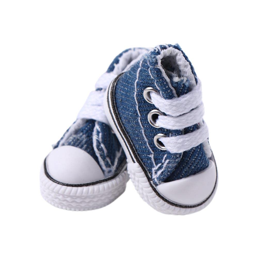 BJD Doll Fashion Sneakers - Casual Canvas Shoes for Dolls 3.5CM Height, Blue Doll Boots & Accessories | Perfect for Doll Photography, Collecting and Cosplay