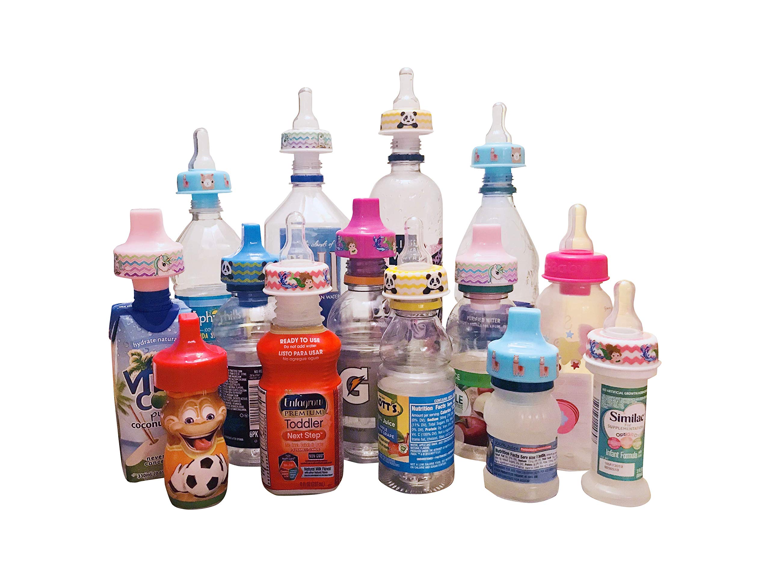Refresh-A-Baby 2-Pack Unicorn Baby Bottle Adapter - Convert Any Water Bottle into a Baby Bottle for Formula or Breastmilk - Perfect for Travel, Daycare & On-The-Go Feeding