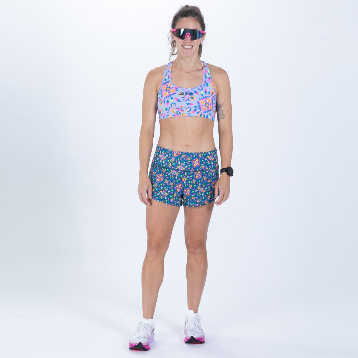 Women's Limited Edition Run 3 Shorts - Kaleidoscope Print Athletic Shorts for Running, Yoga & Gym Workouts
