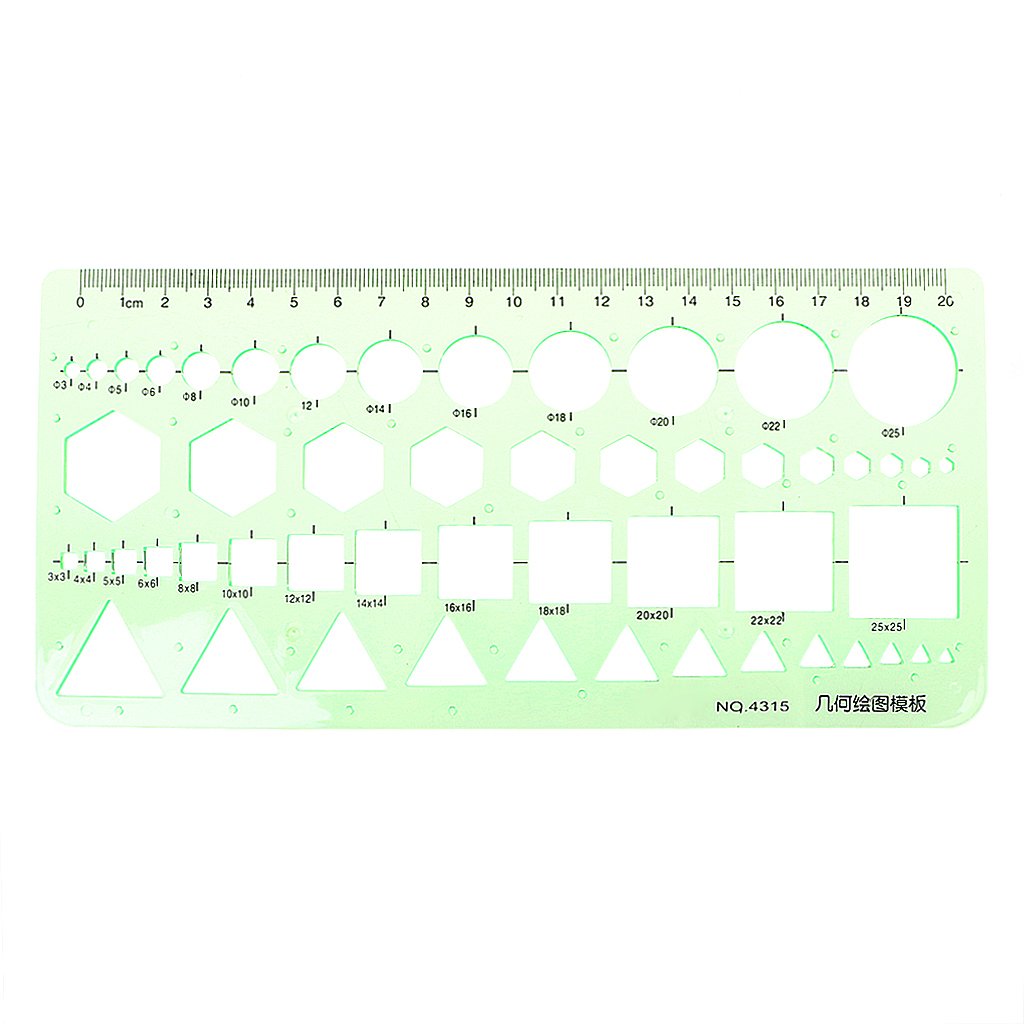 Clear Geometric Drawing Template Ruler - Plastic Circles, Squares, Hexagons & Triangle Stencil for Engineers, Architects & Students | Perfect for Office, Classroom, Home & DIY Projects | Great Gift for Artists & Designers