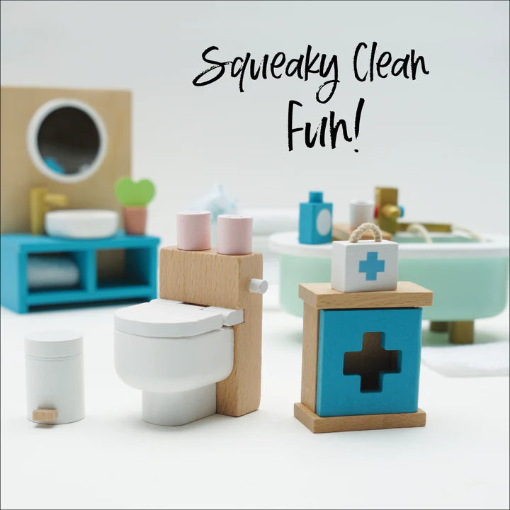 Miniature Wooden Dollhouse Bathroom Set - Realistic DIY Doll Accessories for Kids & Collectors - Perfect for Playrooms, Model Homes & Creative Projects
