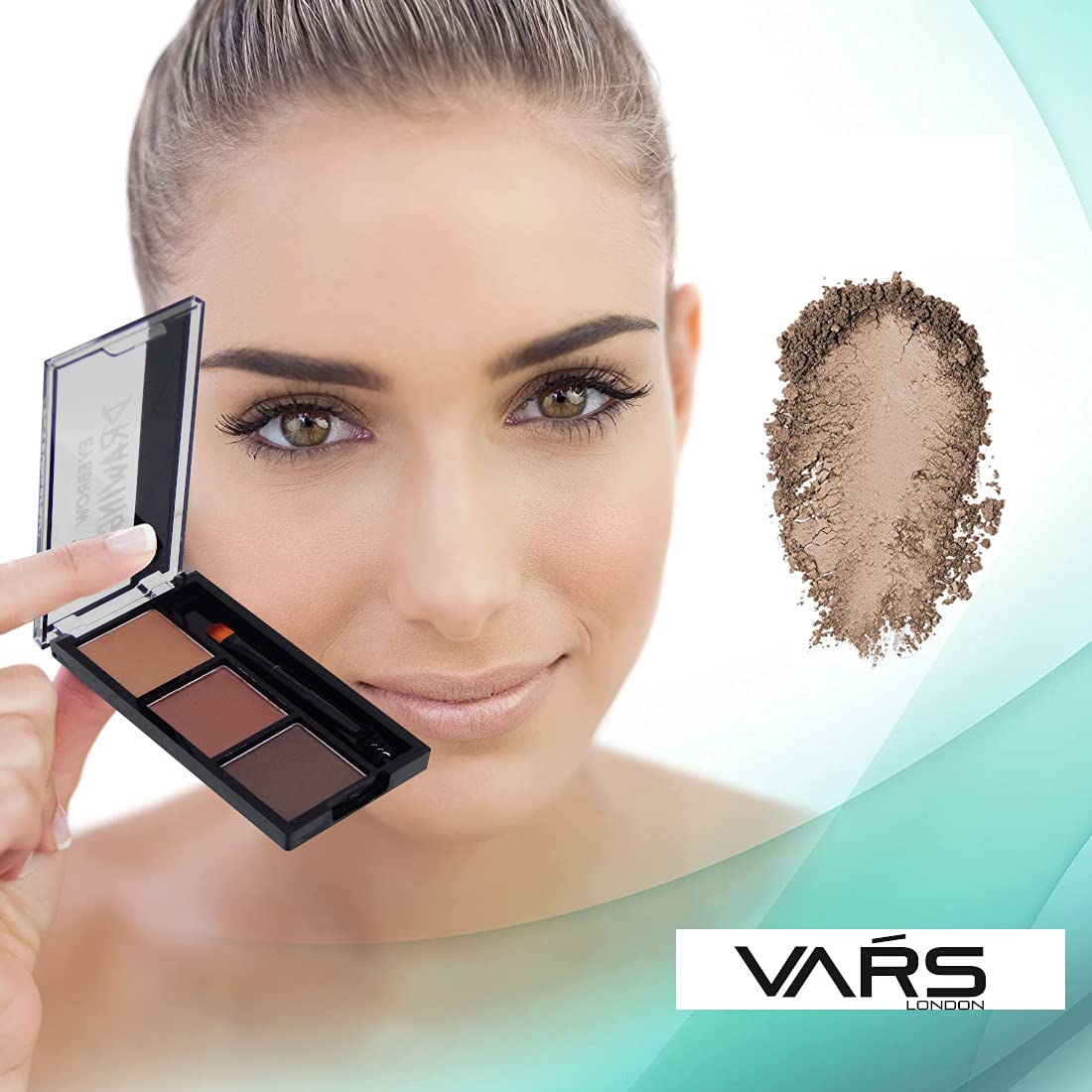 VARS LONDON Eyebrow Enhancing Cake Powder Palette - Professional Eye Makeup Kit for Perfect Brows & Eyeshadow Looks | Ideal for Daily Use, Special Occasions & Makeup Artists