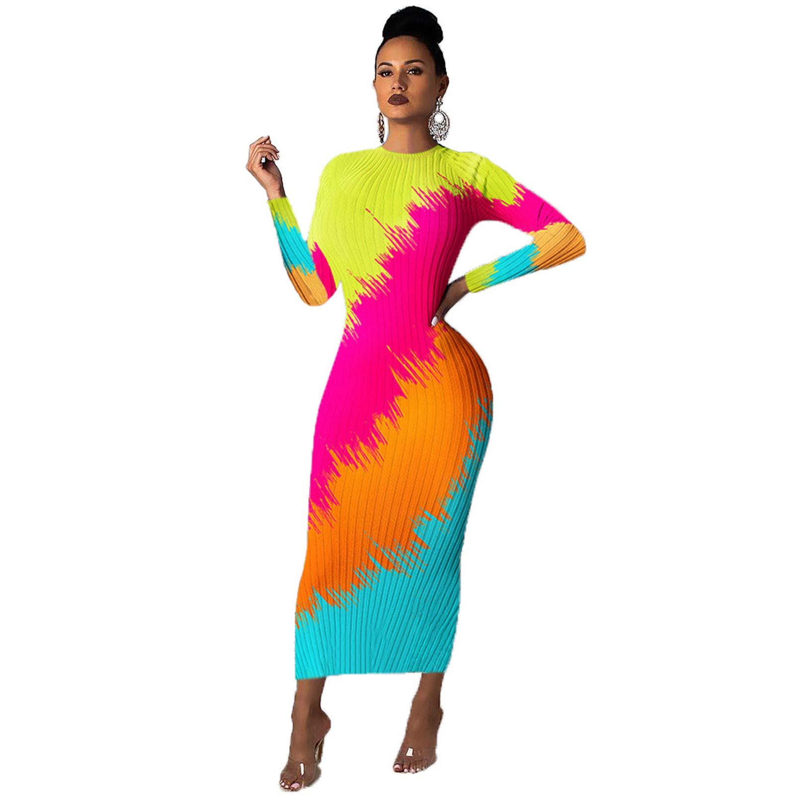 Pandaie Plus Size Midi Dress - Sexy Floral Print Long Sleeve Irregular Hem Women's Fashion Dress for Party, Date Night & Special Occasions