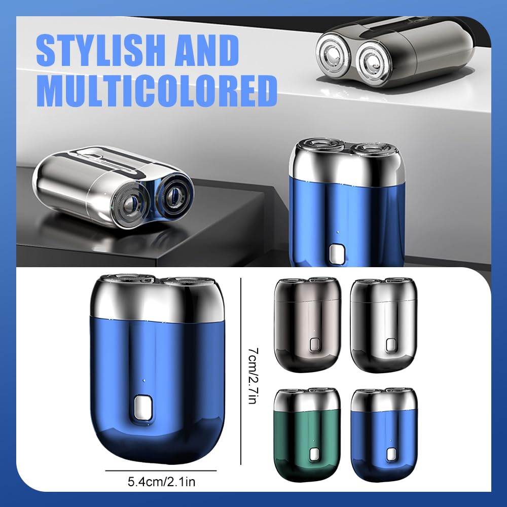 2025 Mini Dual-Head Electric Shaver for Men & Women - Portable Pocket Size, Waterproof USB Rechargeable Trimmer - Perfect for Travel, Home & Office Use (Silver) | Smooth Shaving Anywhere