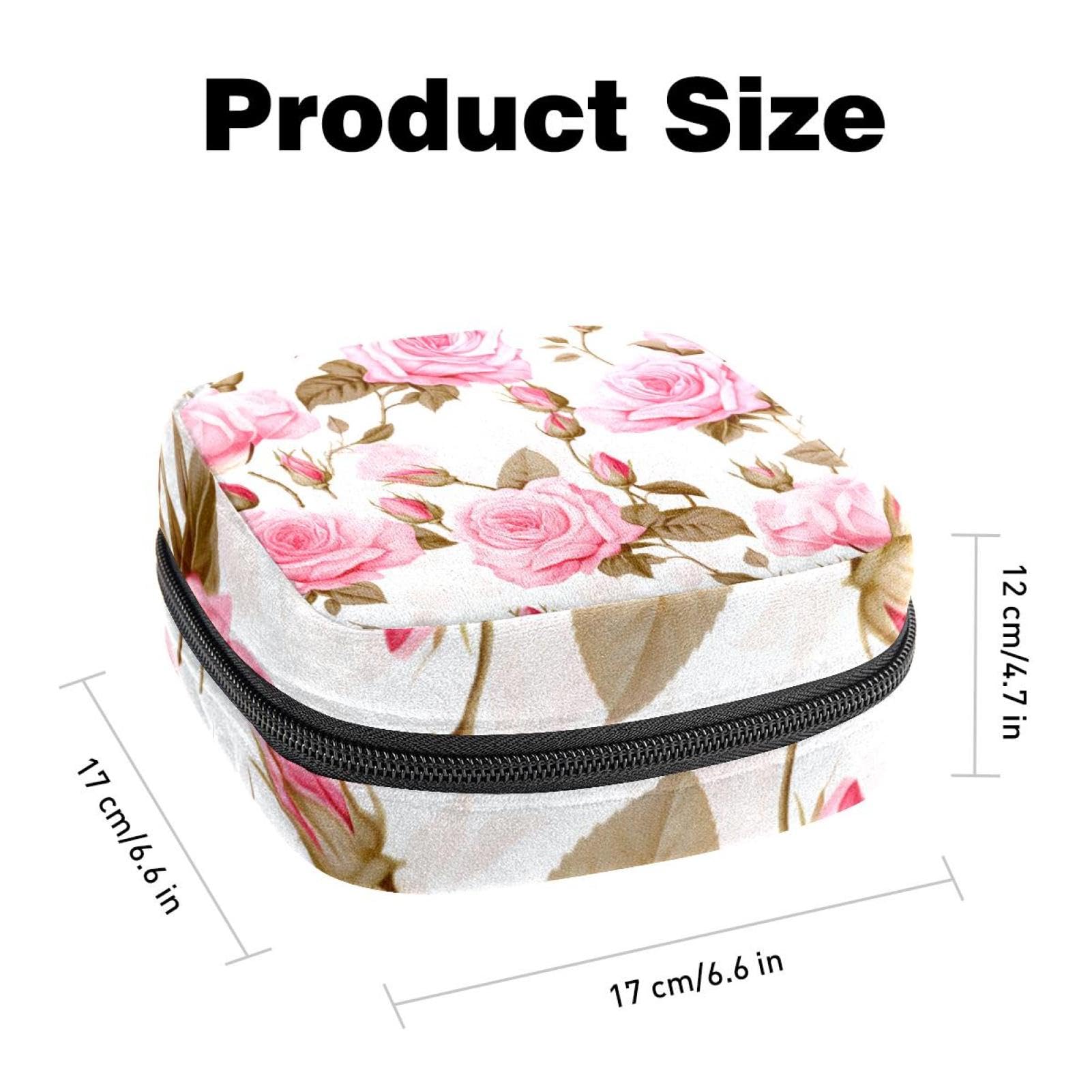Floral Rose Menstrual Pouch - Reusable Sanitary Pad Holder, Period Essentials Organizer for Travel & Gym - Stylish & Discreet Feminine Hygiene Storage