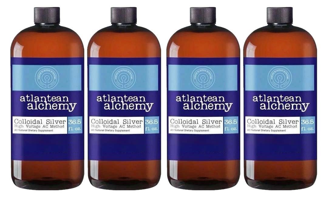 Colloidal Silver 4-36.5 Bottles 100ppm Atlantean Alchemy - Premium Immune Support Supplement for Home & Travel Use
