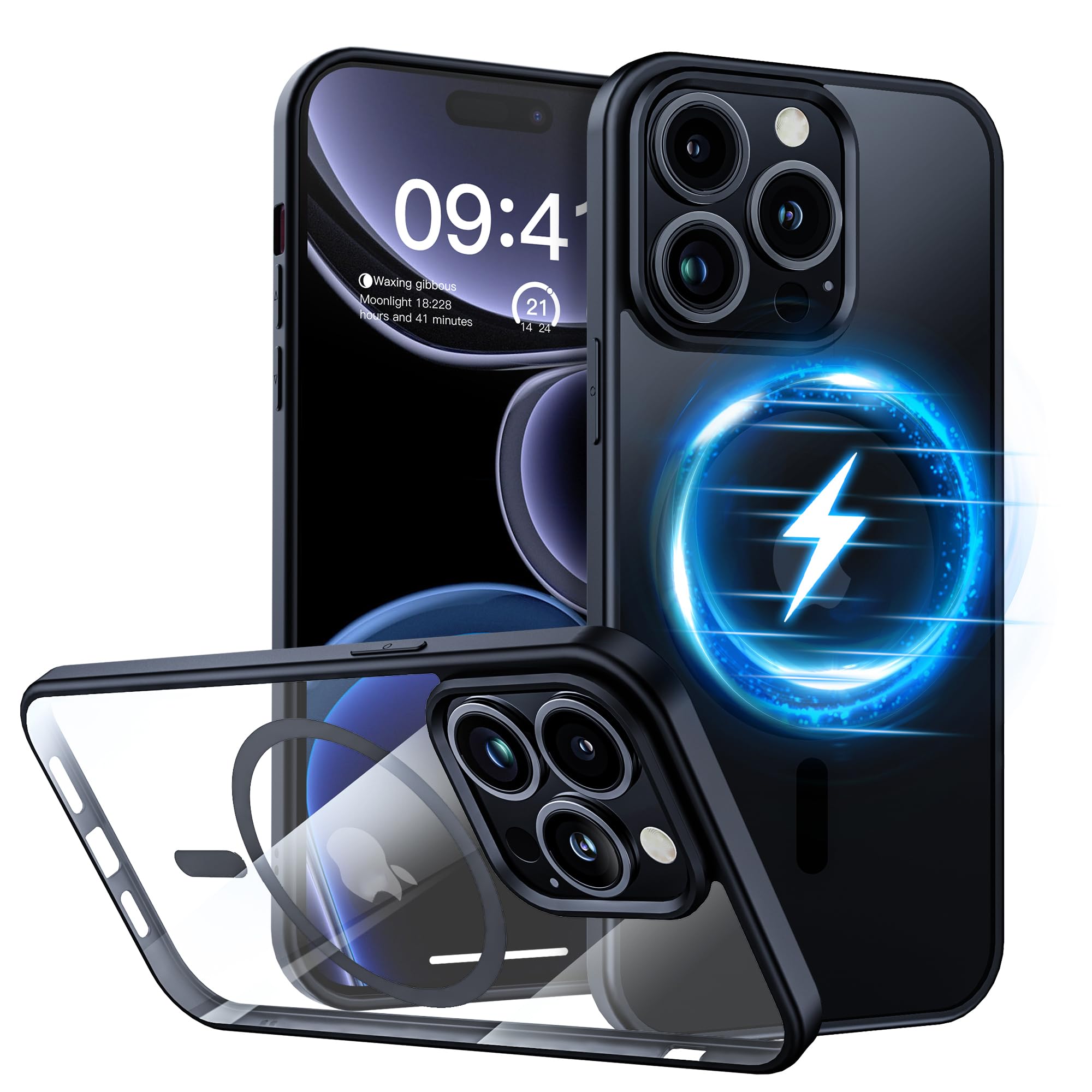 Dataroad Ultra Thin Magnetic Case for iPhone 15 Pro Max 6.7 Inch | Magsafe Compatible | Slim Hard PC Transparent Back Cover | Lightweight Protective Shell (Black) | Perfect for Everyday Use & Wireless Charging