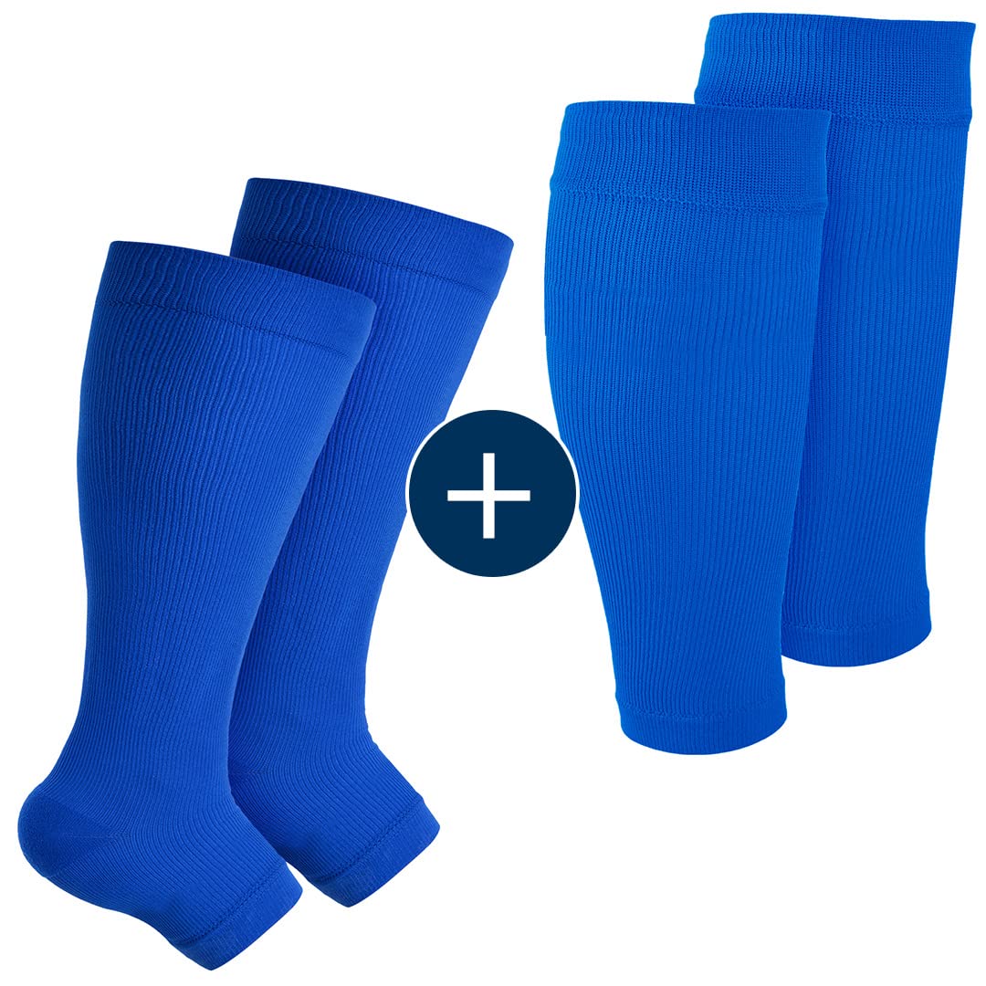 Pembrook Plus Size Compression Toeless Socks & Sleeves Set for Women – Comfortable Support for Swelling, Varicose Veins – Perfect for Nurses, Athletes, Travel & Recovery