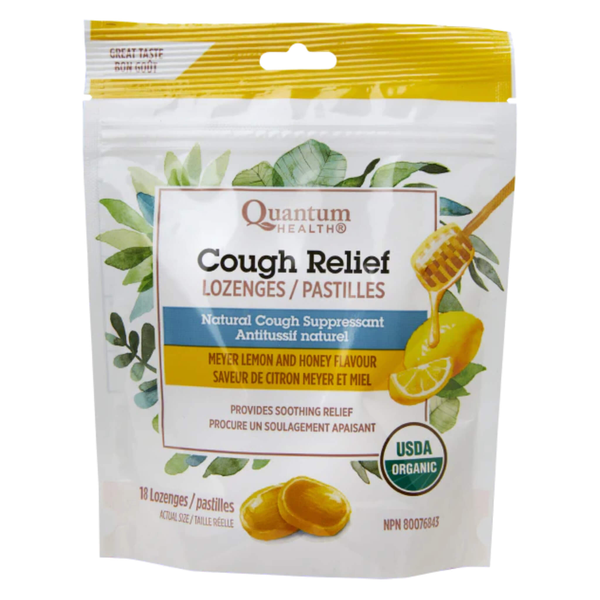Organic Cough Relief Lozenges with Meyer Lemon & Honey - Soothe Throat & Boost Immunity - Perfect for Cold, Flu & Allergy Season