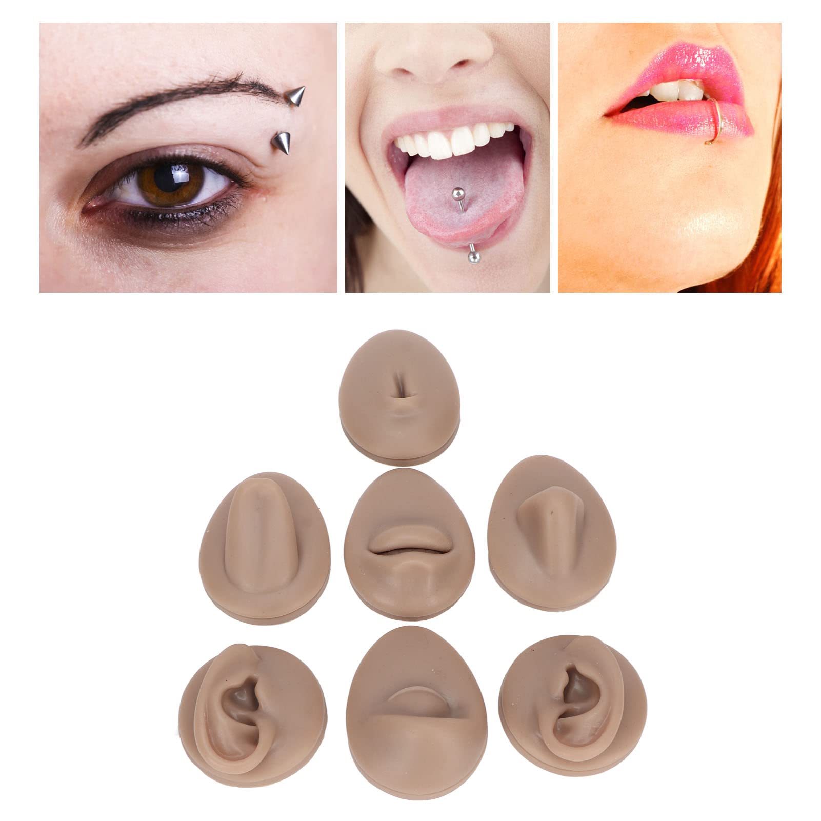 Professional Dark Skin Silicone Anatomy Model - Realistic Ear, Eye, Nose, Mouth, Tongue & Belly Button for Medical Training, Acupuncture Practice & Massage Therapy - Ideal for Students, Professionals & Classroom Demonstrations