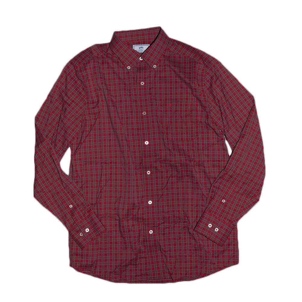 Southern Tide Poinsettia Plaid Intercoastal Sport Shirt for Men - Classic Button Down Casual Shirt for Holiday Parties, Office Wear & Outdoor Activities