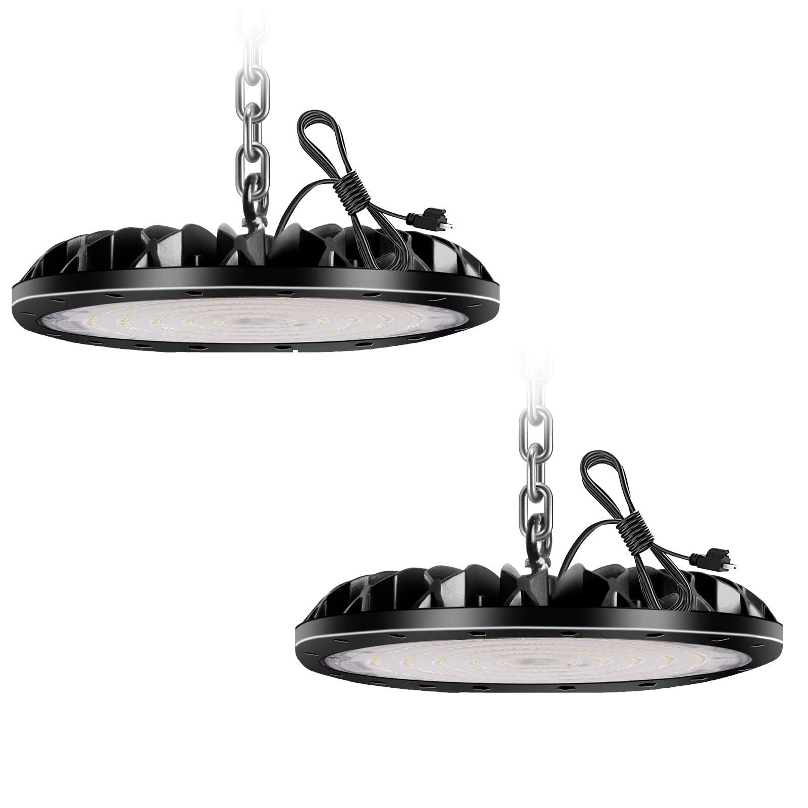 2 Pack 200W 20000LM UFO LED High Bay Light - 6000K Bright White Commercial Lighting, IP65 Waterproof Industrial Shop Light for Warehouse, Garage, Workshop, Factory & Barn - Energy Saving Durable Ceiling Fixture for Indoor/Outdoor Use
