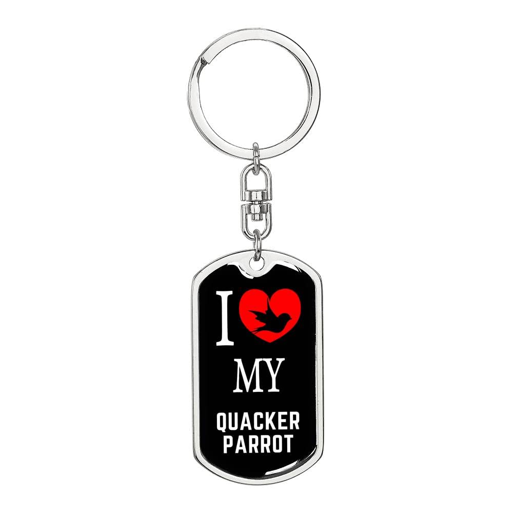 Quacker Parrot Keychain - Stainless Steel or 18k Gold Plated Bird Lover Gift - Perfect for Pet Owners, Animal Enthusiasts & Unique Gift Ideas