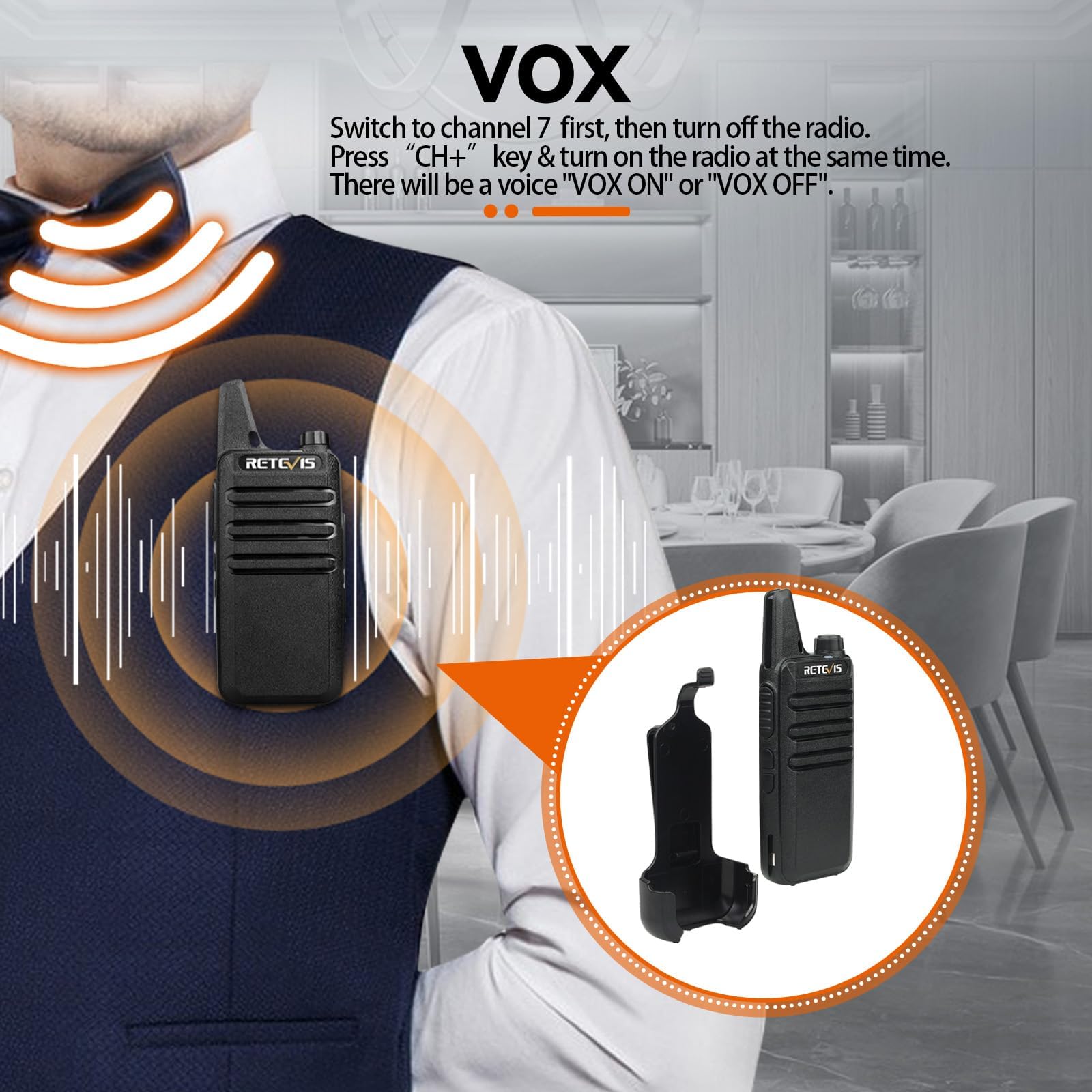 Retevis RT22 Walkie Talkie 2-Way Radio - 16 Channel FRS Long Range Rechargeable with VOX - Compact Design for Business, Camping, Farm, School & Warehouse Use - Perfect Communication Tool for Outdoor Adventures & Team Coordination (4 Pack)