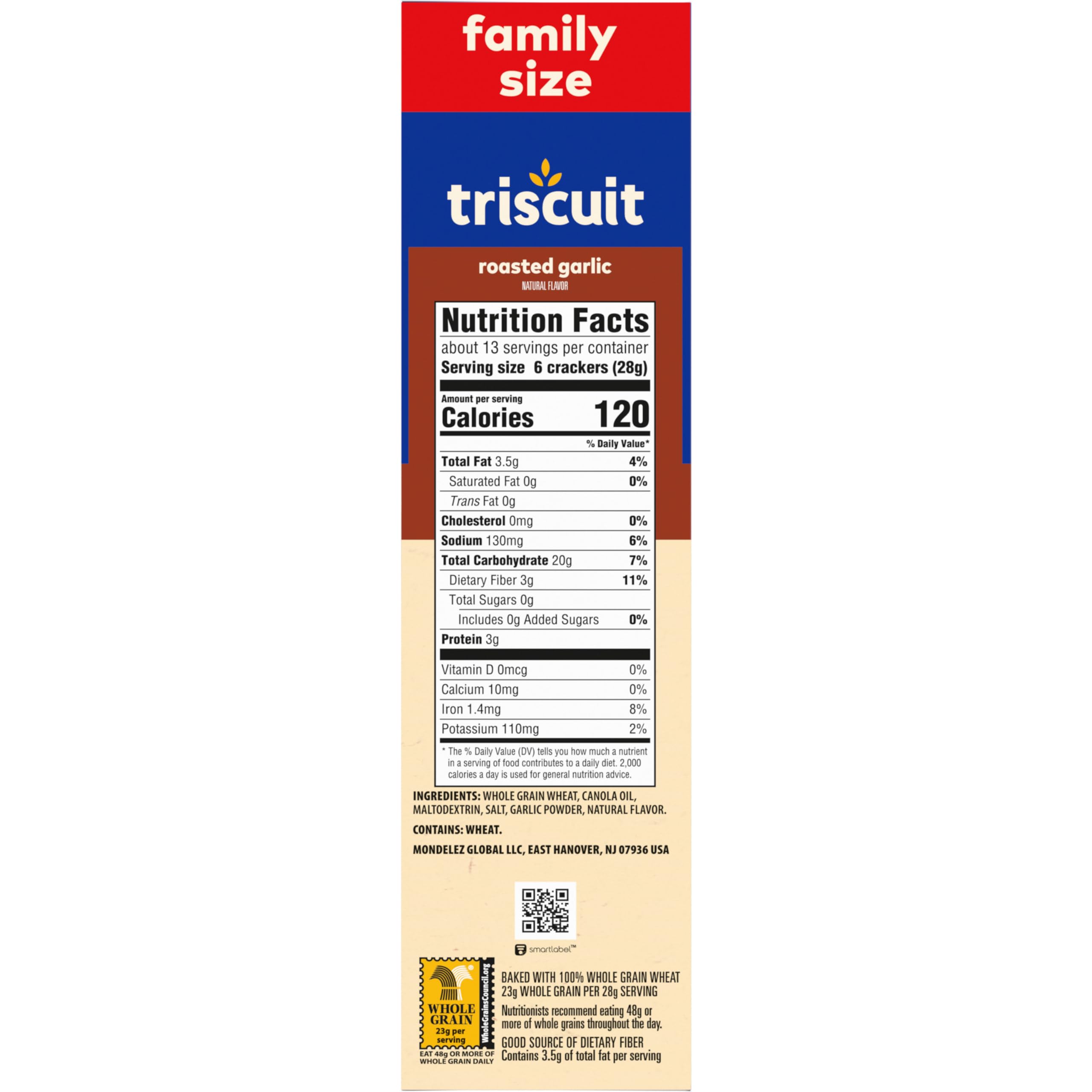 Triscuit Roasted Garlic Whole Grain Wheat Crackers - Healthy Lunch Snacks, Bulk Family Size (6-12.5 oz) | Perfect for Office, School & Picnic Snacking