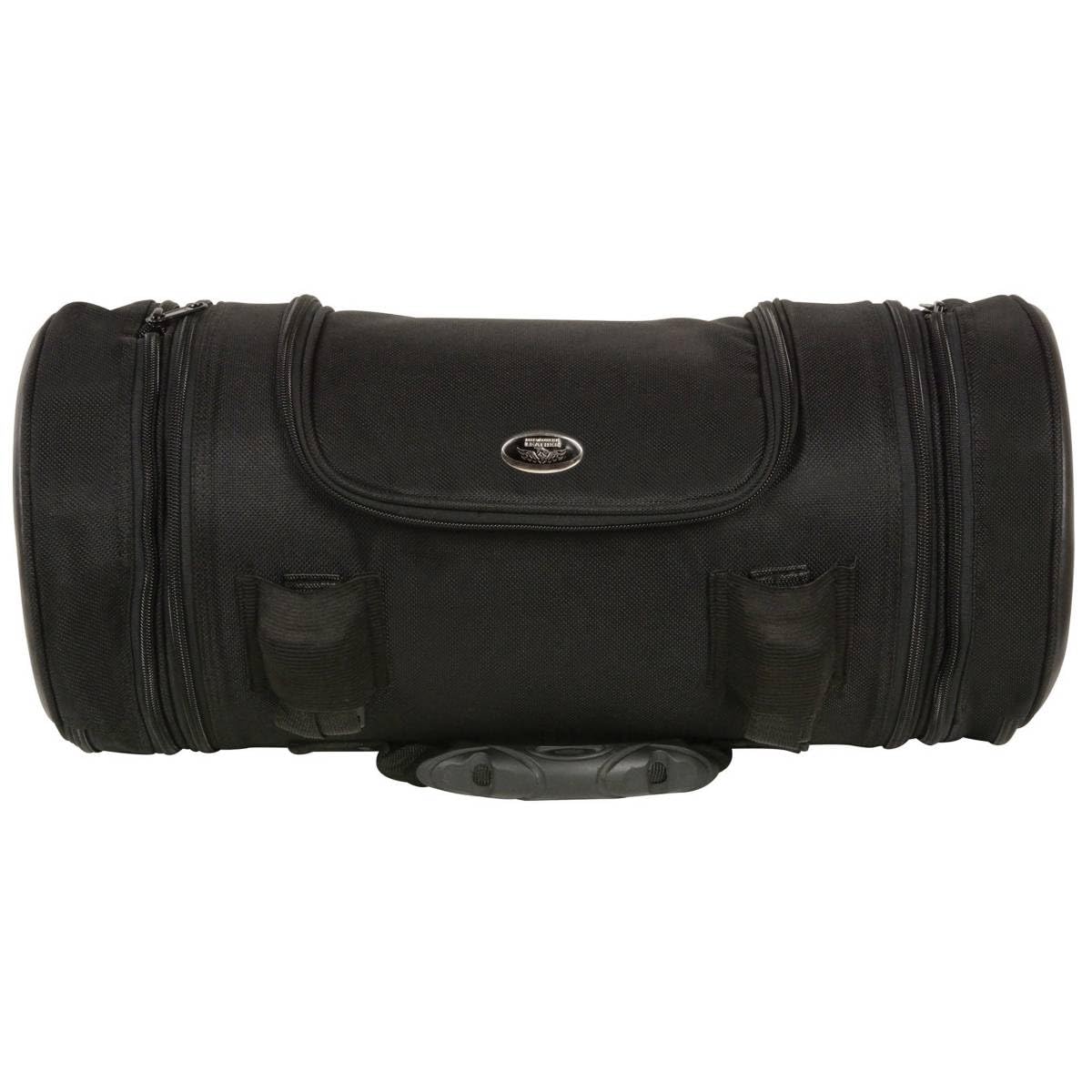 Milwaukee Leather MP8135 Large Black Textile Motorcycle Sissy Bar Roll Bag - Waterproof Travel Luggage for Harley, Cruiser & Touring Bikes - Perfect for Road Trips & Long Distance Riding