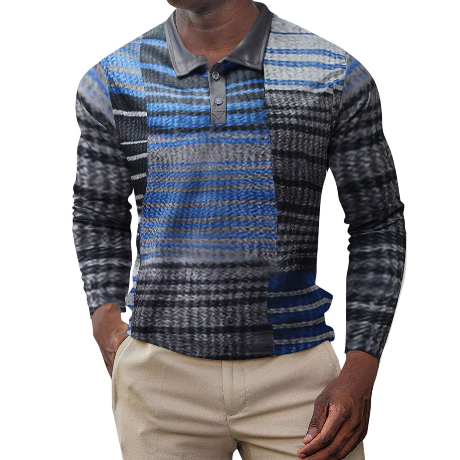 Men's Slim Fit Printed Long Sleeve Dress Shirt - Fall Winter Button Down Shirt with Lapel Collar, Large Size & Multi-Color Options for Office, Party, and Formal Occasions
