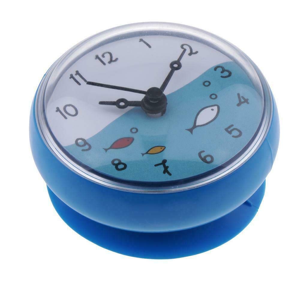 Waterproof Bathroom Wall Clock with Suction Cup - Blue Home Decor for Shower, Kitchen & Bathroom - Easy-to-Read Time Display