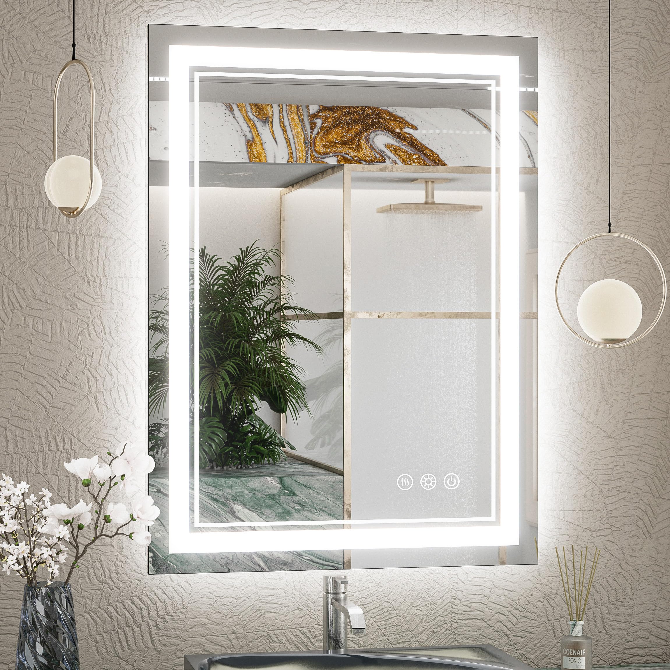 TokeShimi 24x32 Inch LED Bathroom Mirror with Frontlit & Backlit Separate Control - 3 Color Stepless Dimmable, Anti-Fog, Shatterproof, Memory Function, UL-Listed - Perfect for Vanity, Makeup, and Modern Bathroom Decor