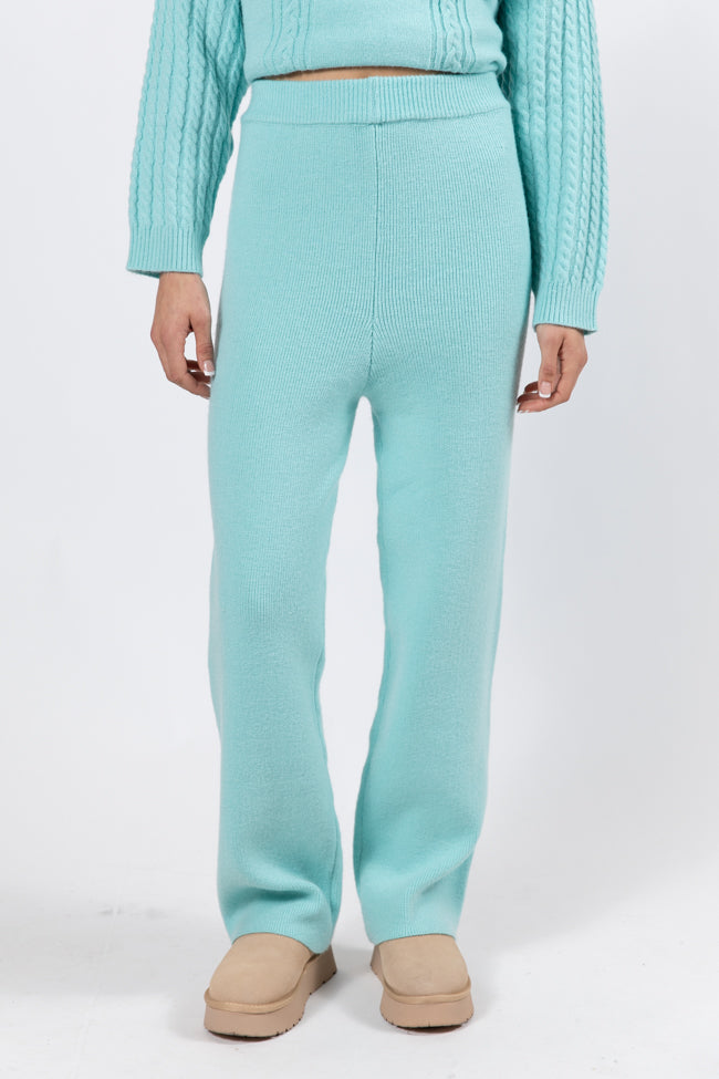 Cozy Mint Green Sweater Lounge Pants for Women - Soft Fleece Winter Sleepwear & Casual Home Pants - Perfect for Relaxing, Lounging and Yoga