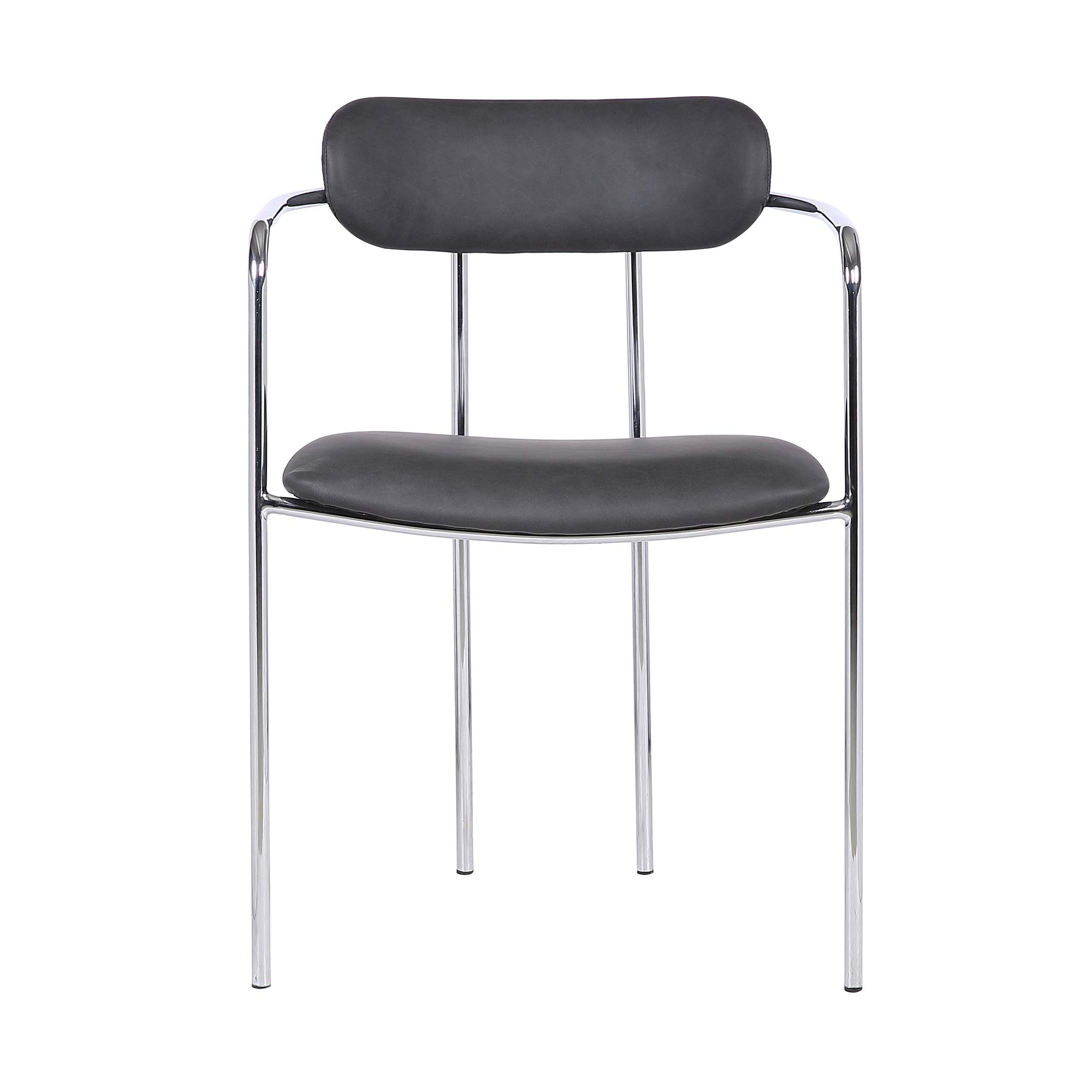 Armen Living Gwen Contemporary Faux Leather Dining Chairs - Set of 2, 29 Inch Height, Grey - Perfect for Kitchen, Dining Room, and Home Office Seating