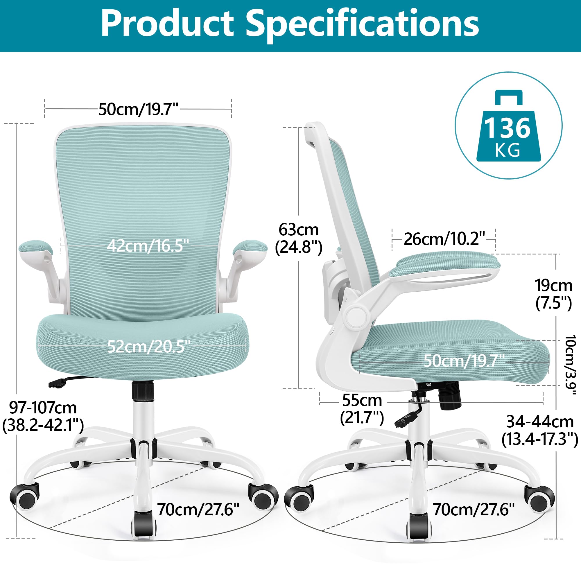 FelixKing Ergonomic Office Chair - Adjustable High Back Mesh Desk Chair with Lumbar Support & Flip-Up Armrests - Comfortable Swivel Rolling Task Chair for Home Office - Perfect for Long Work Hours, Gaming, and Remote Work