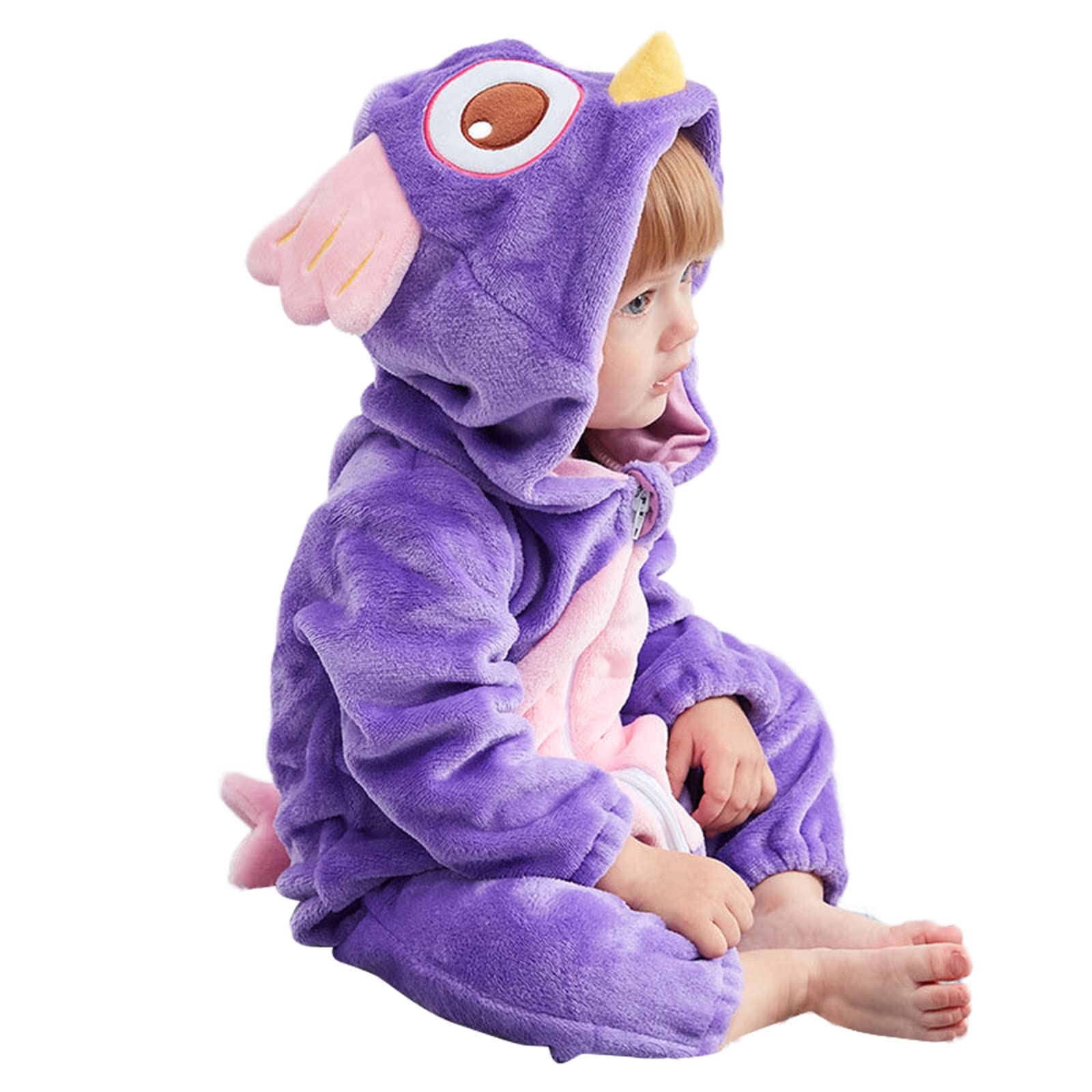 Baby Boys Girls Fleece Romper Jumpsuit - Cartoon Animal Print Long Sleeve Outfit for Newborns & Infants (Spring/Winter) - Perfect for Playdates, Family Photos & Cozy Home Wear