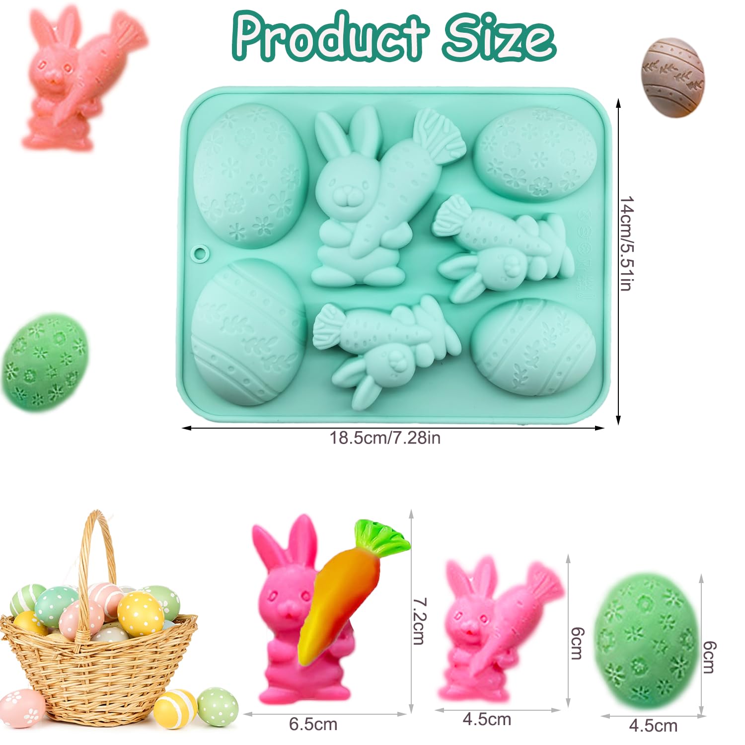 Easter Egg and Bunny Chocolate Molds - 2 Pack Non-Stick Silicone Easter Molds for DIY Chocolate, Candy, Muffins, Soap & Cake Decorating - Perfect for Easter Crafts, Holiday Baking and Party Treats