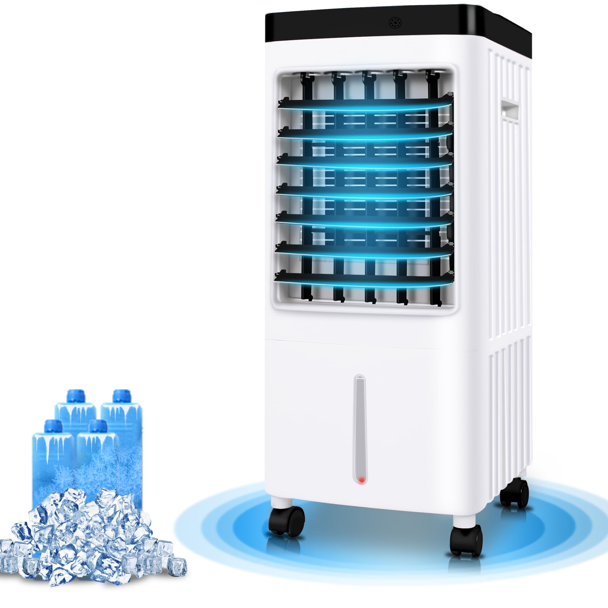 3-IN-1 Evaporative Air Cooler - Portable Air Conditioner with Ultra-Quiet Operation, No Window Needed & Dual Control - Easy Installation for Bedroom, Office, Living Room - Perfect for Summer Cooling & Indoor Comfort