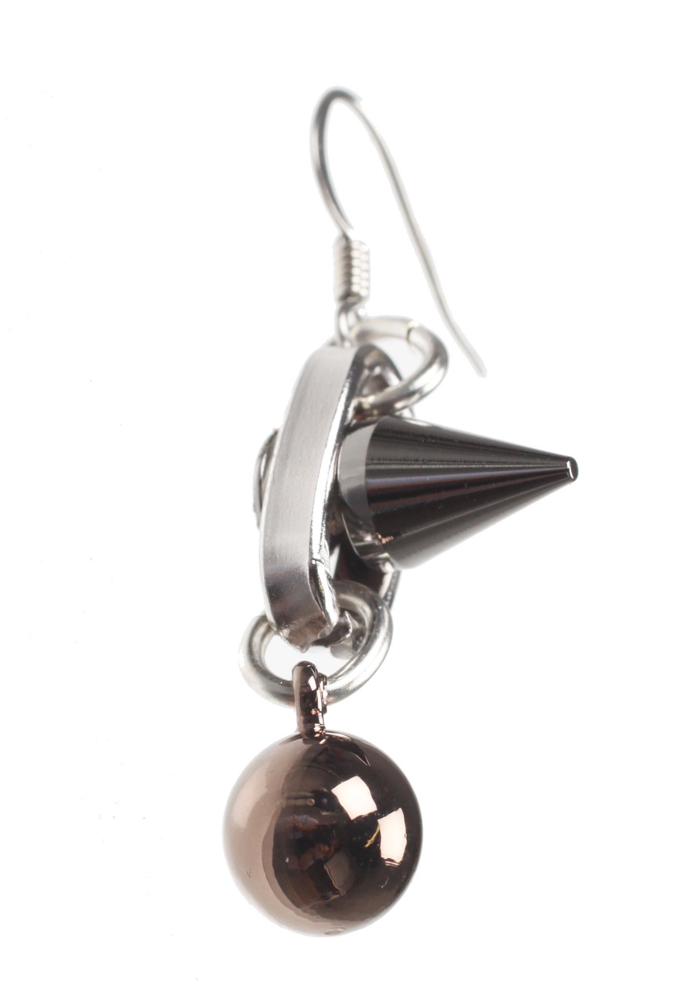 Spike & Sphere Earrings - Rhodium, Brown, Ruthenium Plated Dangle Earrings for Women | Elegant Party, Wedding, Date Night Jewelry Accessories