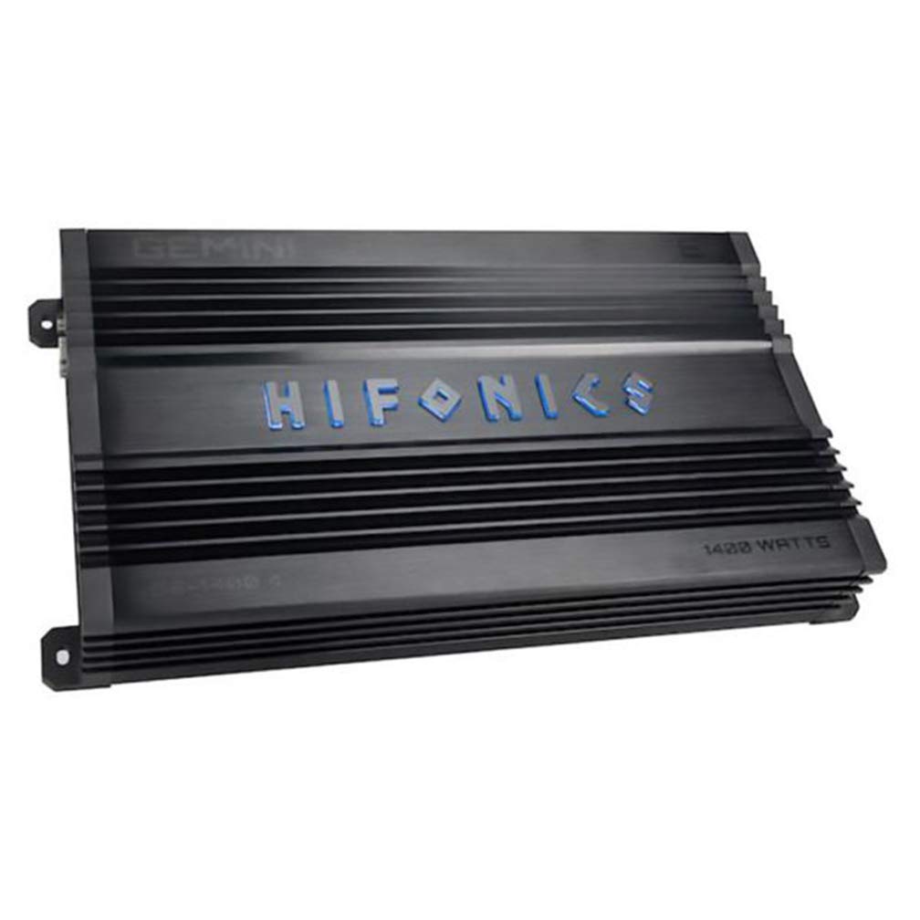 Hifonics 4 Channel 1400W Car Amplifier - Class A/B Gemini Series Multichannel Amp, 2 Ohm Stable with Bass Boost & MOSFET Power for Car Audio, Subwoofer & Speakers | Perfect for Car Sound System Upgrades & Bass Enhancement
