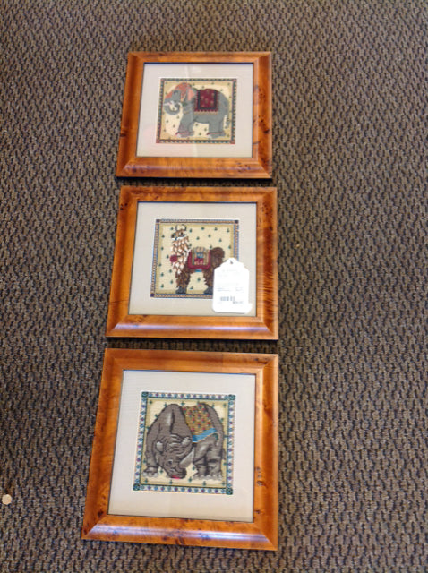 Set of 3 Elegant Framed Needlepoint Wall Art Decor - Perfect for Living Room, Bedroom & Office Decorations