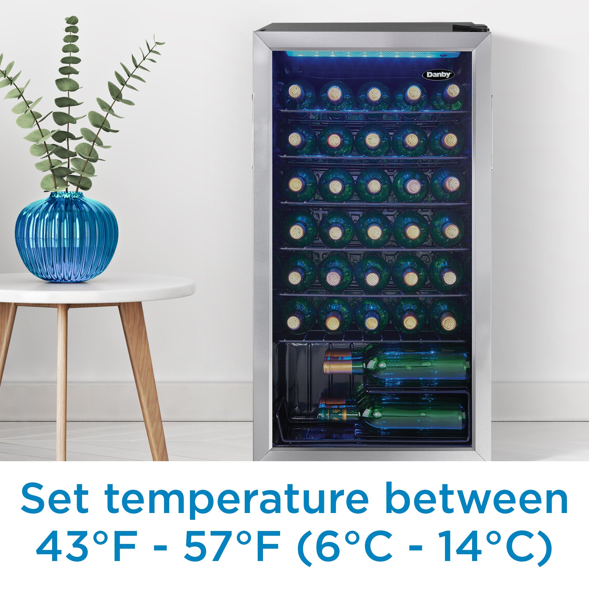 Danby DWC036A1BSSDB 36-Bottle Stainless Steel Freestanding Wine Cooler - Perfect for Home Bars, Restaurants & Wine Cellars