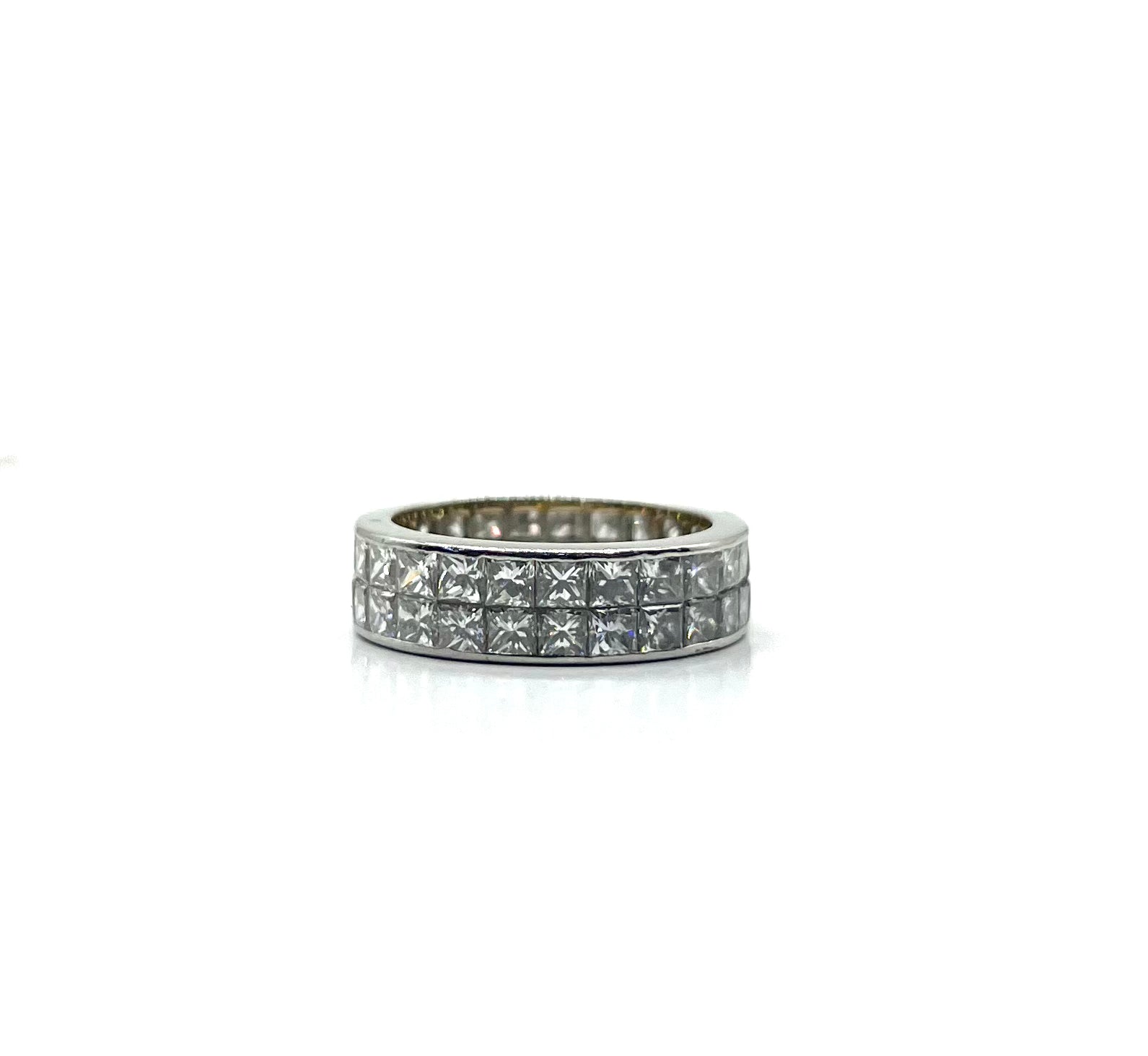 Platinum Double Row Invisible Set Diamond Eternity Wedding Band for Women - Perfect for Bridal Jewelry, Anniversary Gifts & Special Occasions