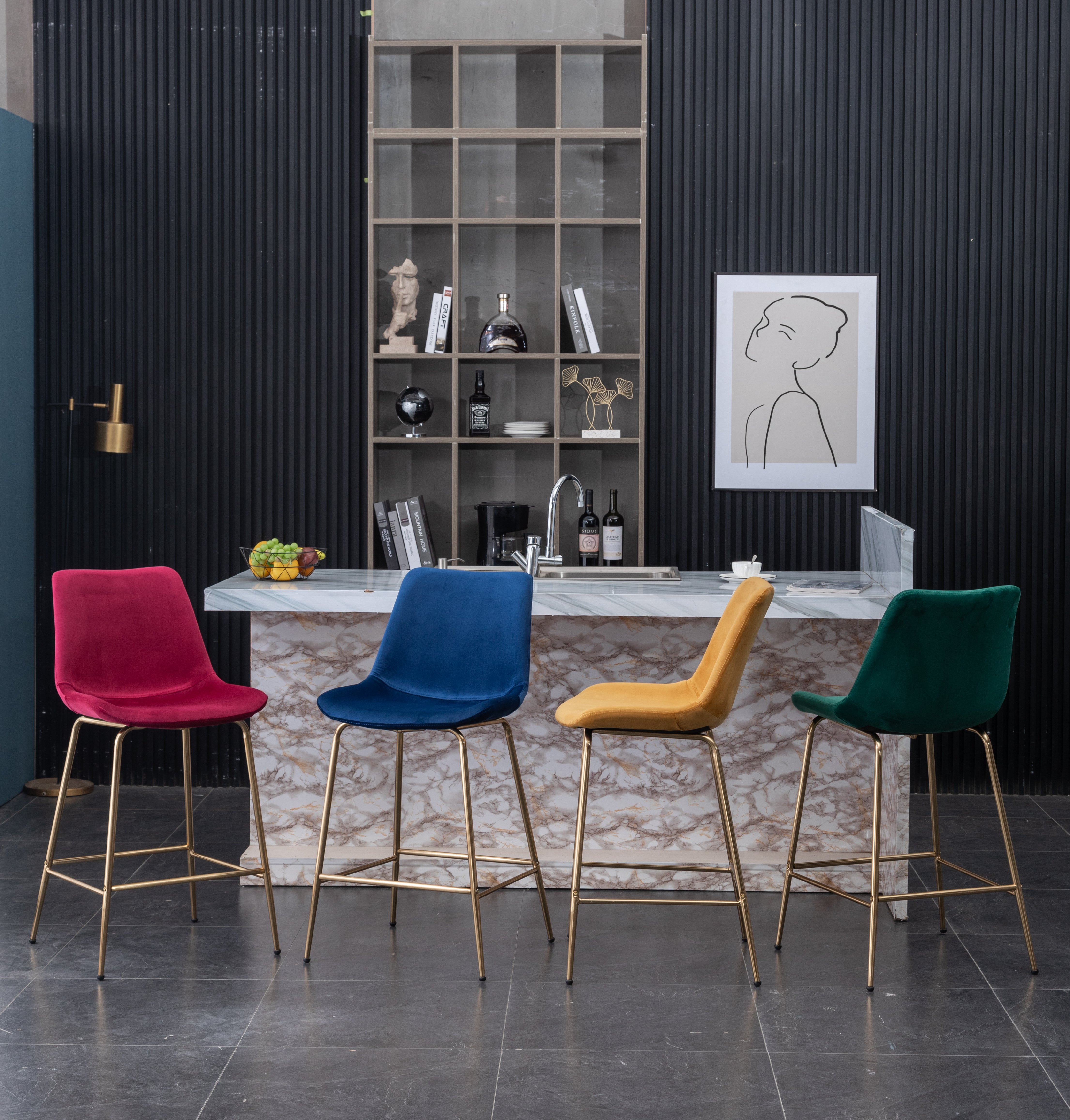 Roundhill Furniture Aufurr Modern Velvet 26.5