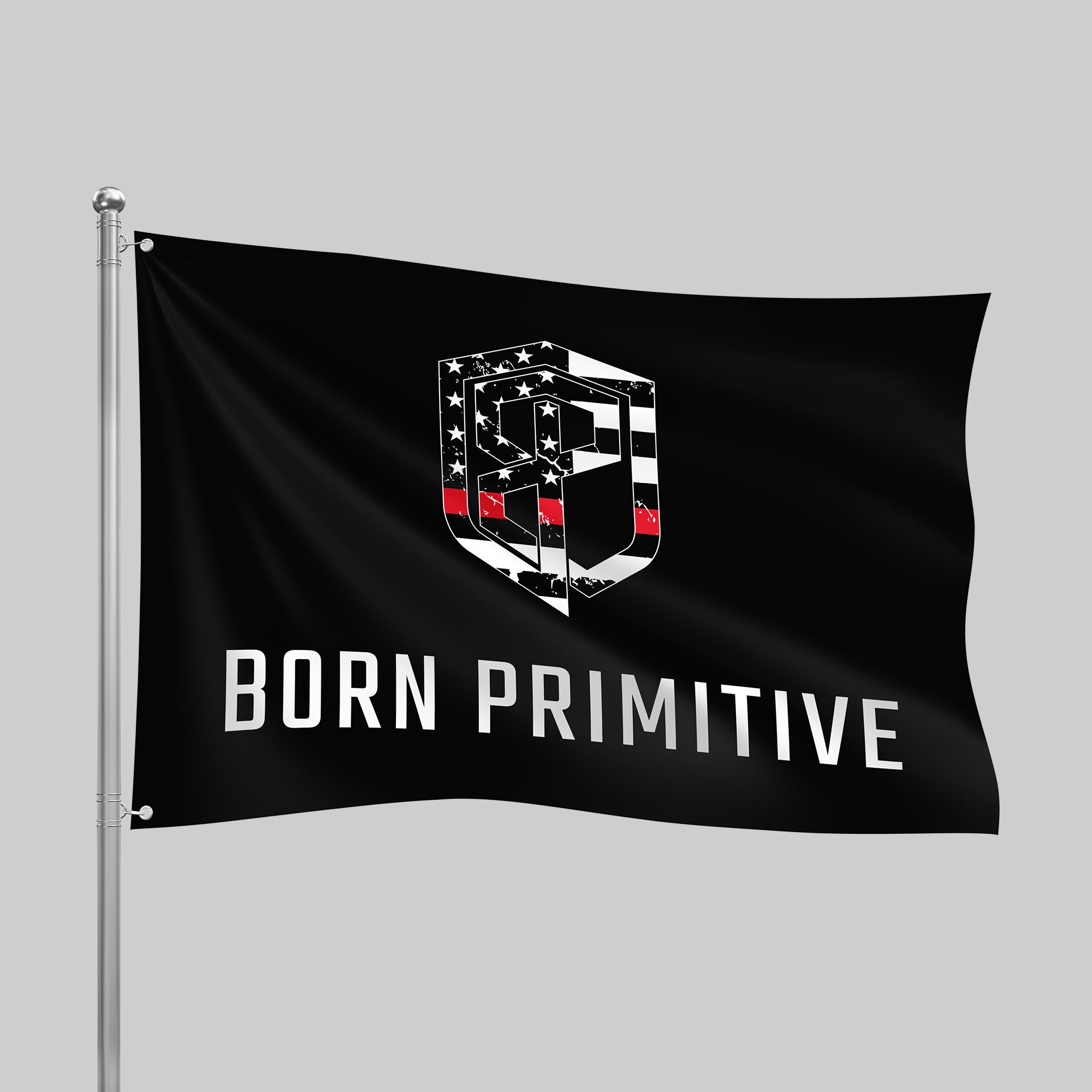 Born Primitive Thin Red Line Gym Flag - Durable Workout & Fitness Banner for Home Gym, CrossFit, and Garage Decor