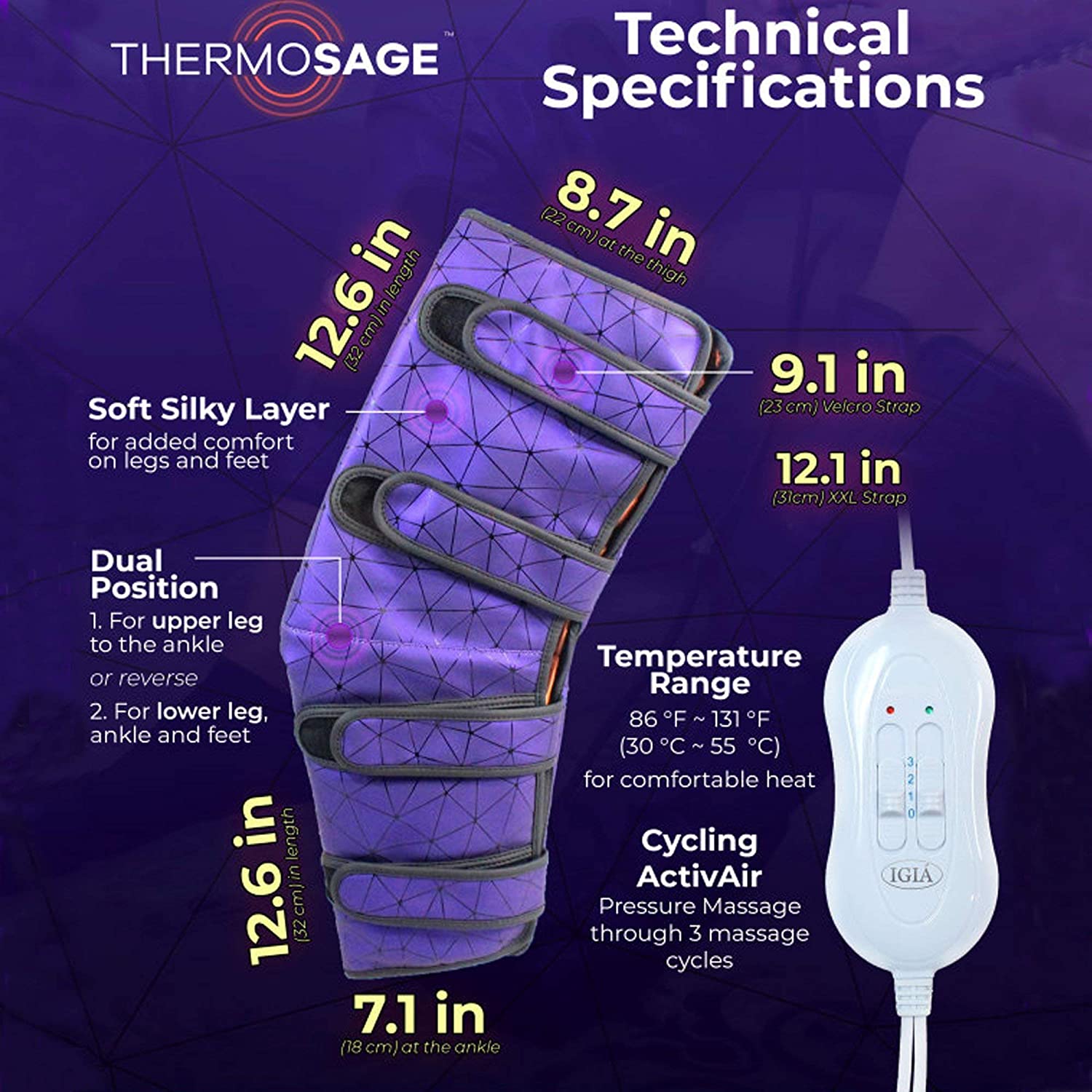 Thermosage 7-in-1 Circulation Enhancing Massager - Relieve Muscle Pain & Improve Blood Flow - Perfect for Home, Office & Post-Workout Recovery
