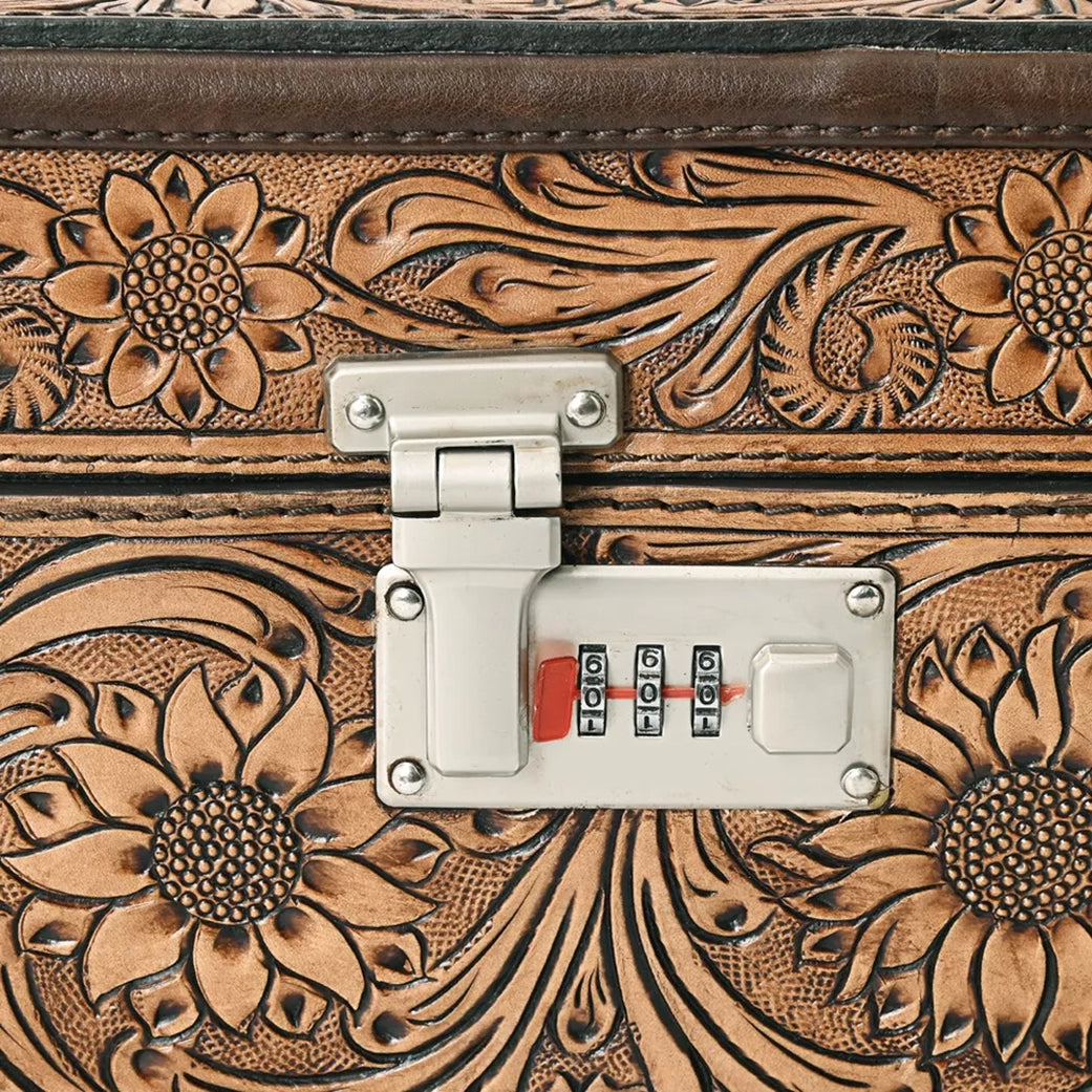 American Darling Hand Tooled Leather Jewelry Box - Premium Travel Jewelry Organizer for Women - Perfect for Gifts, Home Storage & Travel Accessories