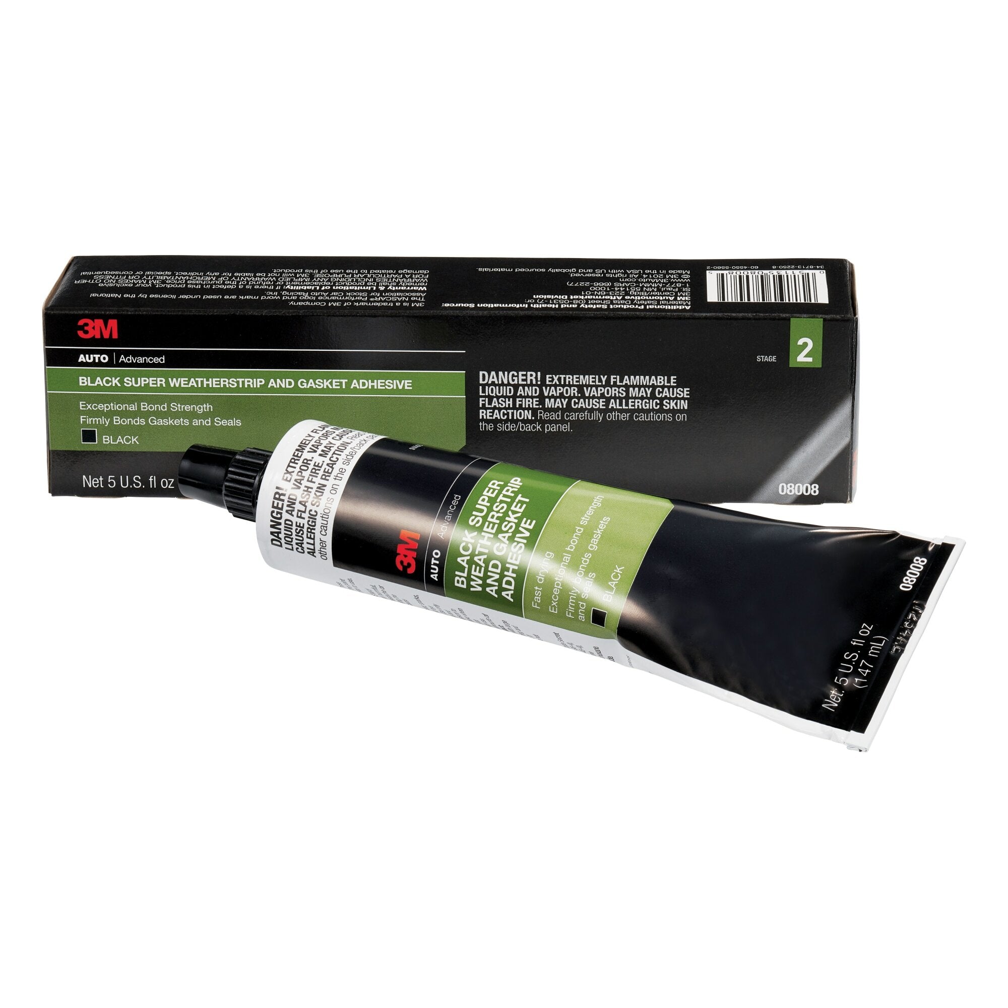 3M Black Super Weatherstrip and Gasket Adhesive - 5 fl oz (08008) - 6 Pack - Heavy Duty Automotive Sealant for Doors, Windows, and Trunks - Weatherproof Bonding Solution for DIY Car Repairs