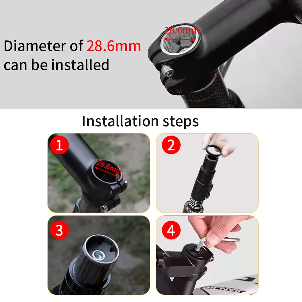 Carbon Fiber Bicycle Headset Spacer 1-1/8 inch 28.6mm with Stem Top Cap, Headset Star Nut & Titanium Bolt - Lightweight Aluminium Alloy MTB Road Bike Spacer Kit for Smooth Riding & Easy Installation