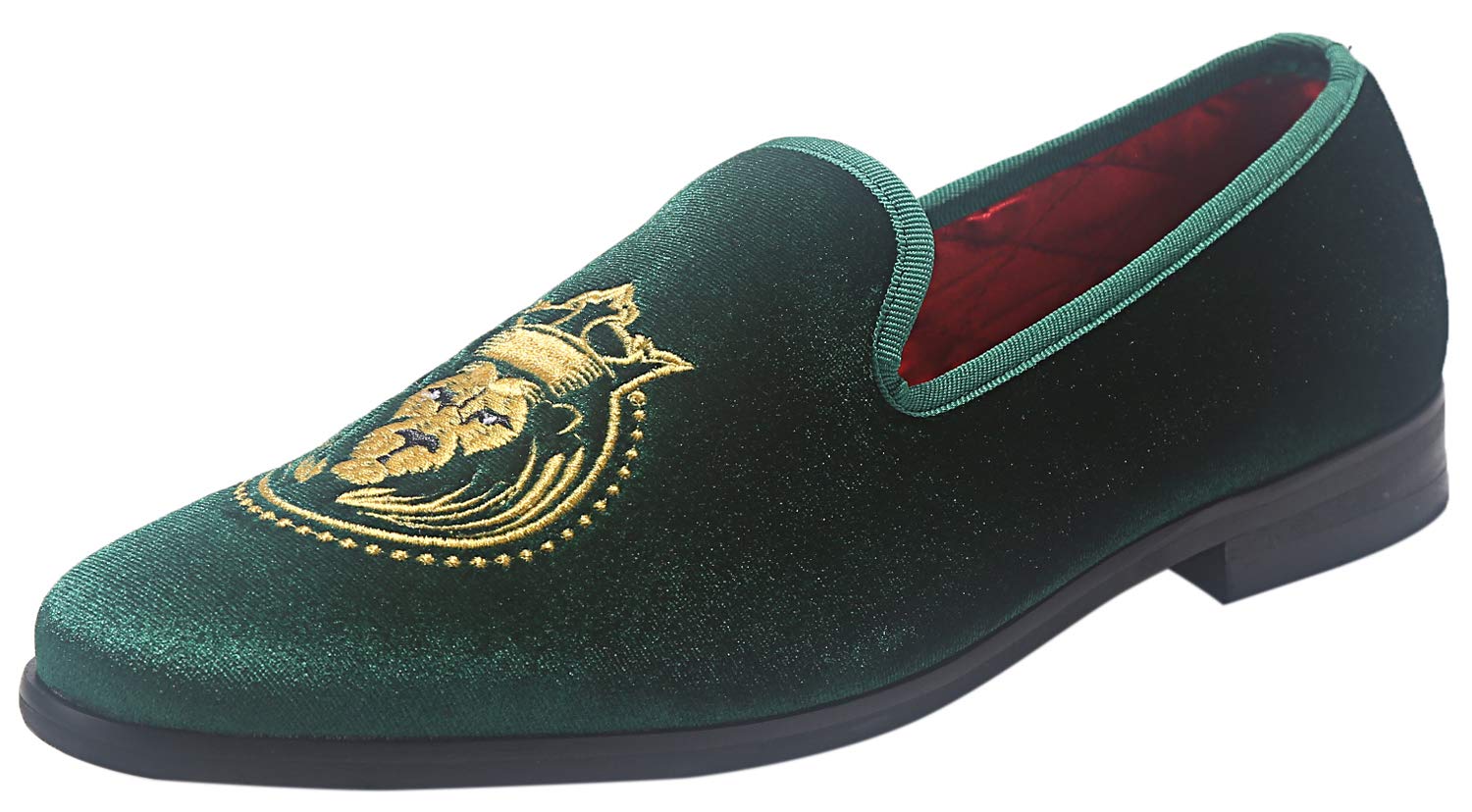 ELANROMAN Men's Velvet Loafers - Embroidered Formal Shoes for Wedding, Prom & Party | Comfortable Slip-On Dress Shoes for Special Occasions