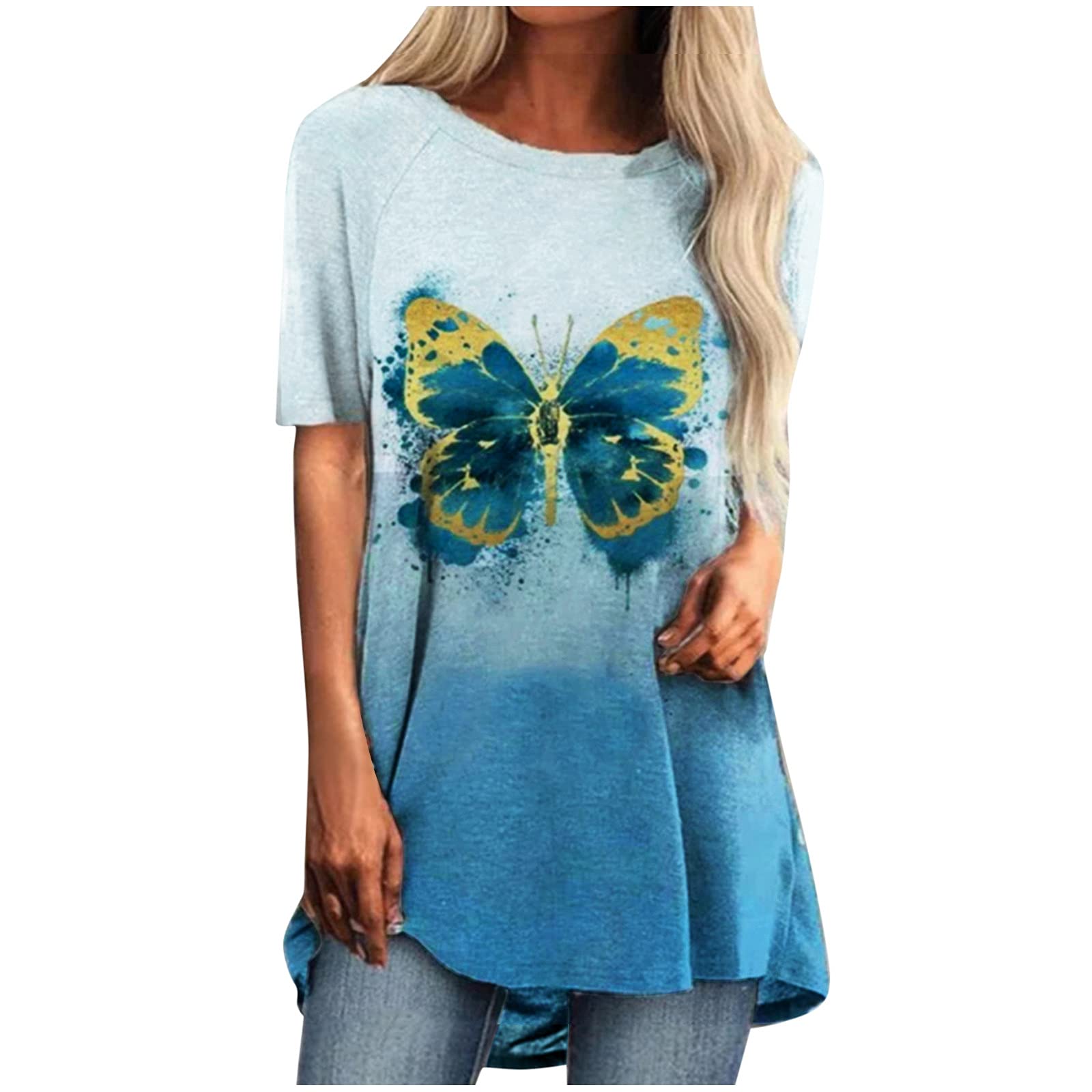Women's Summer Fashion Casual Printed Short Sleeve O-Neck Pullover T-Shirt | Cute Crop Top Blouse for Women | Perfect for Beach Outings, Streetwear & Casual Date Nights